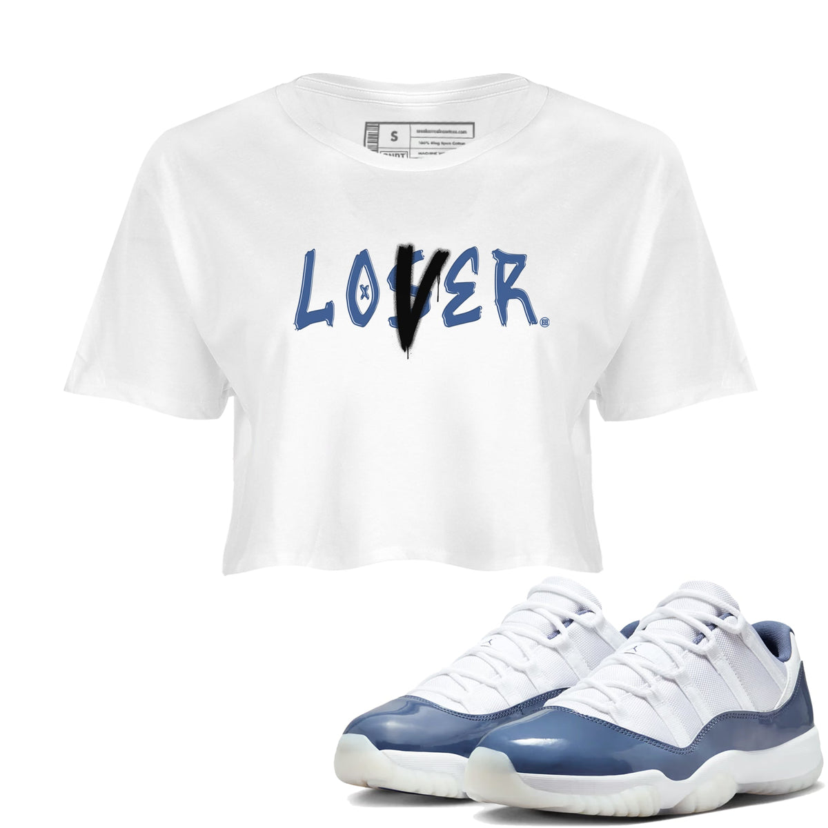 Air Jordan 11 Low Diffused Blue shirts to match jordans Loser Lover sneaker match tees 11s Diffused Blue Drip Gear Zone unisex cotton White 1 Crop Shirts
