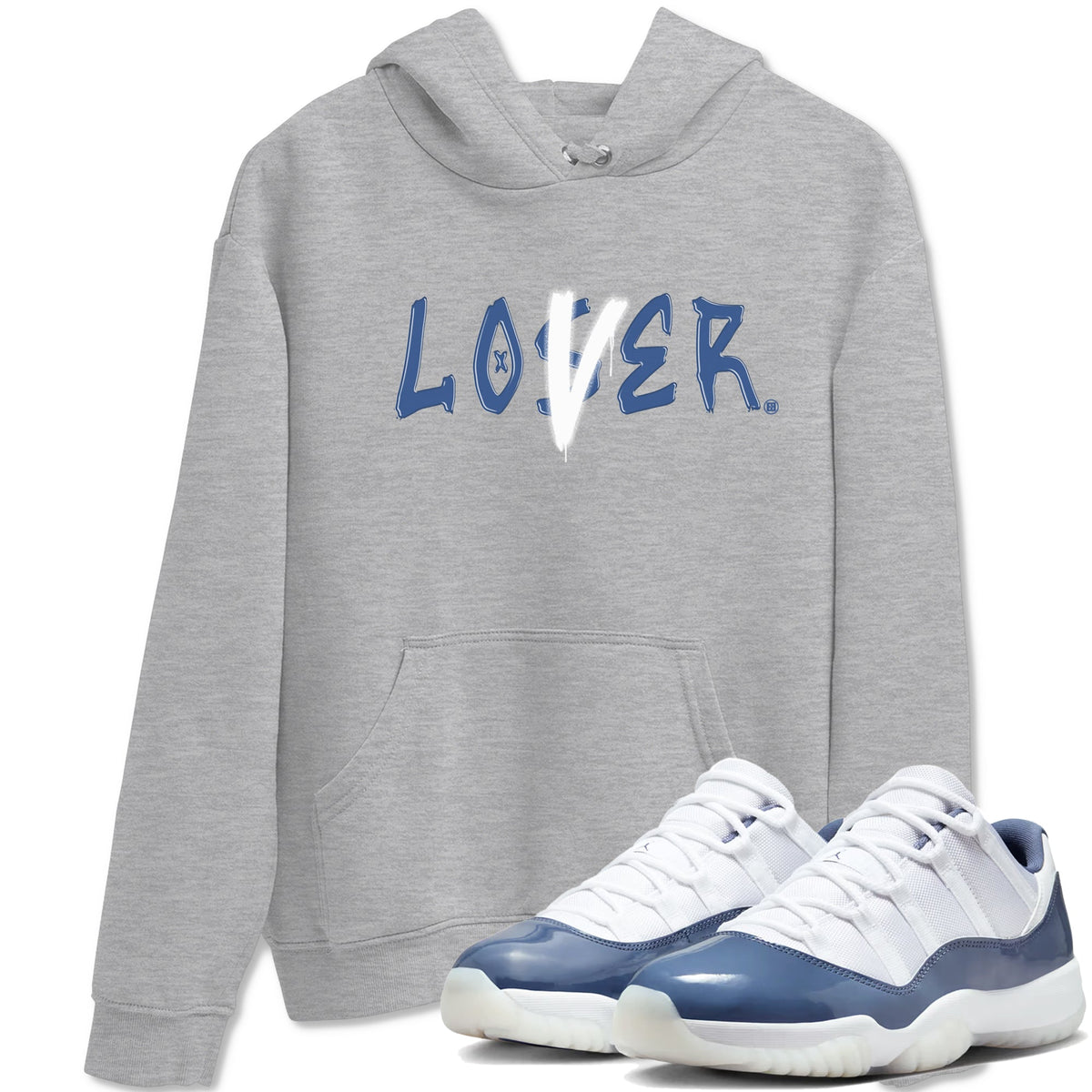 Air Jordan 11 Low Diffused Blue shirts to match jordans Loser Lover sneaker match tees 11s Diffused Blue Drip Gear Zone unisex cotton Heather Grey 1 crew neck shirts