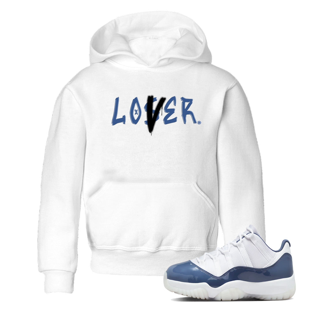 Air Jordan 11 Low Diffused Blue shirts to match jordans Loser Lover sneaker match tees 11s Diffused Blue Drip Gear Zone Youth Baby White 1 crew neck shirts