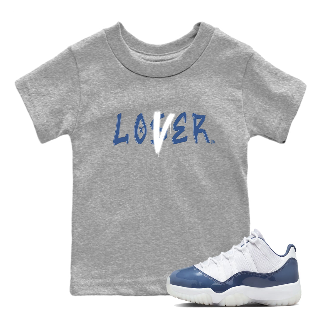 Air Jordan 11 Low Diffused Blue shirts to match jordans Loser Lover sneaker match tees 11s Diffused Blue Drip Gear Zone Youth Baby Heather Grey 1 crew neck shirts