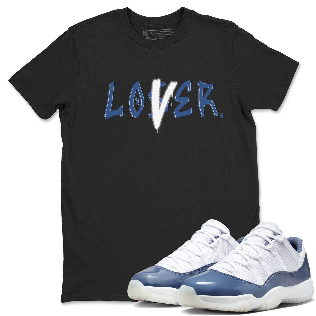 Air Jordan 11 Low Diffused Blue shirts to match jordans Loser Lover sneaker match tees 11s Diffused Blue Drip Gear Zone unisex cotton Black 1 crew neck shirts
