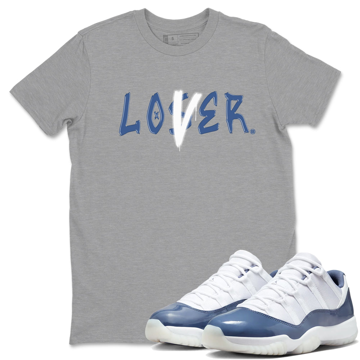 Air Jordan 11 Low Diffused Blue shirts to match jordans Loser Lover sneaker match tees 11s Diffused Blue Drip Gear Zone unisex cotton Heather Grey 1 crew neck shirts