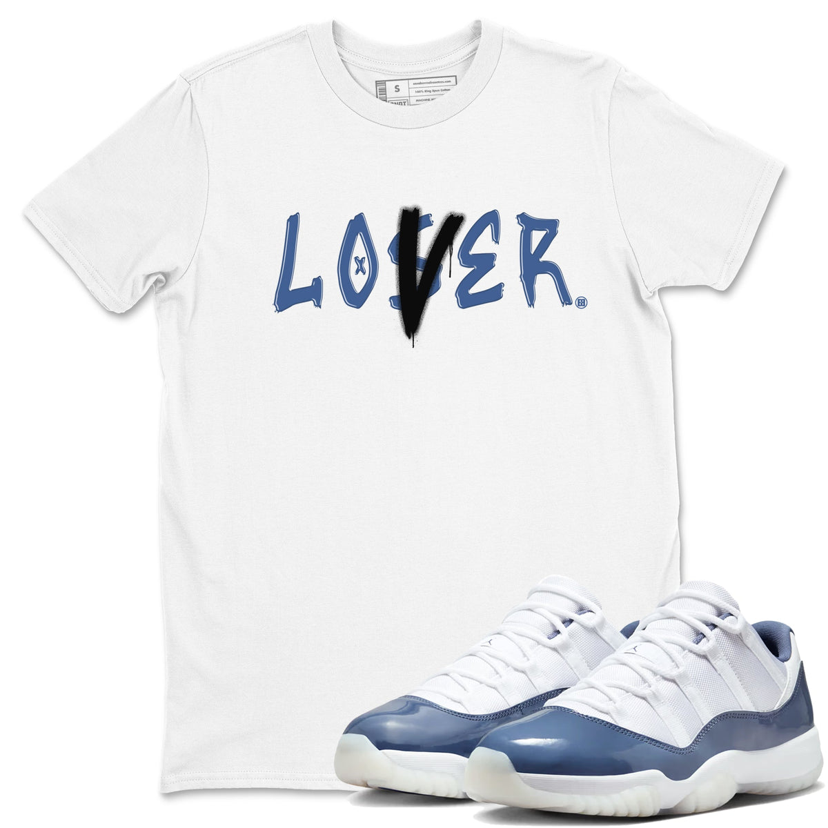 Air Jordan 11 Low Diffused Blue shirts to match jordans Loser Lover sneaker match tees 11s Diffused Blue Drip Gear Zone unisex cotton White 1 crew neck shirts