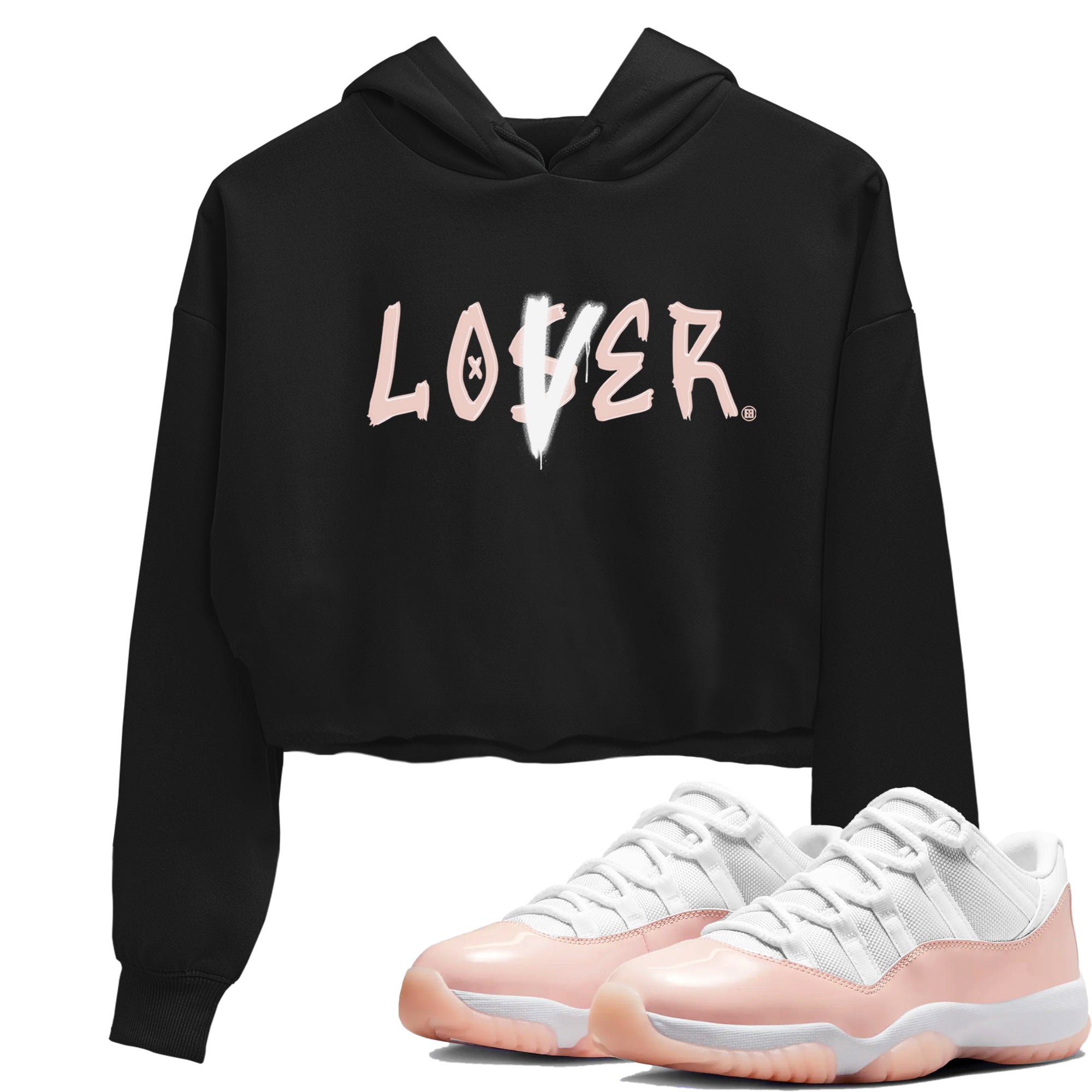 Air Jordan 11 Low Legend Pink shirts to match jordans Loser Lover sneaker match tees 11s Legend Pink Drip Gear Zone streetwear brand Black 1 crop tee