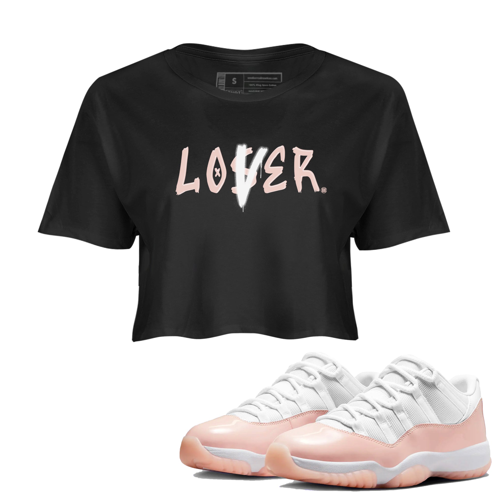 Air Jordan 11 Low Legend Pink shirts to match jordans Loser Lover sneaker match tees 11s Legend Pink Drip Gear Zone streetwear brand Black 1 crop tee