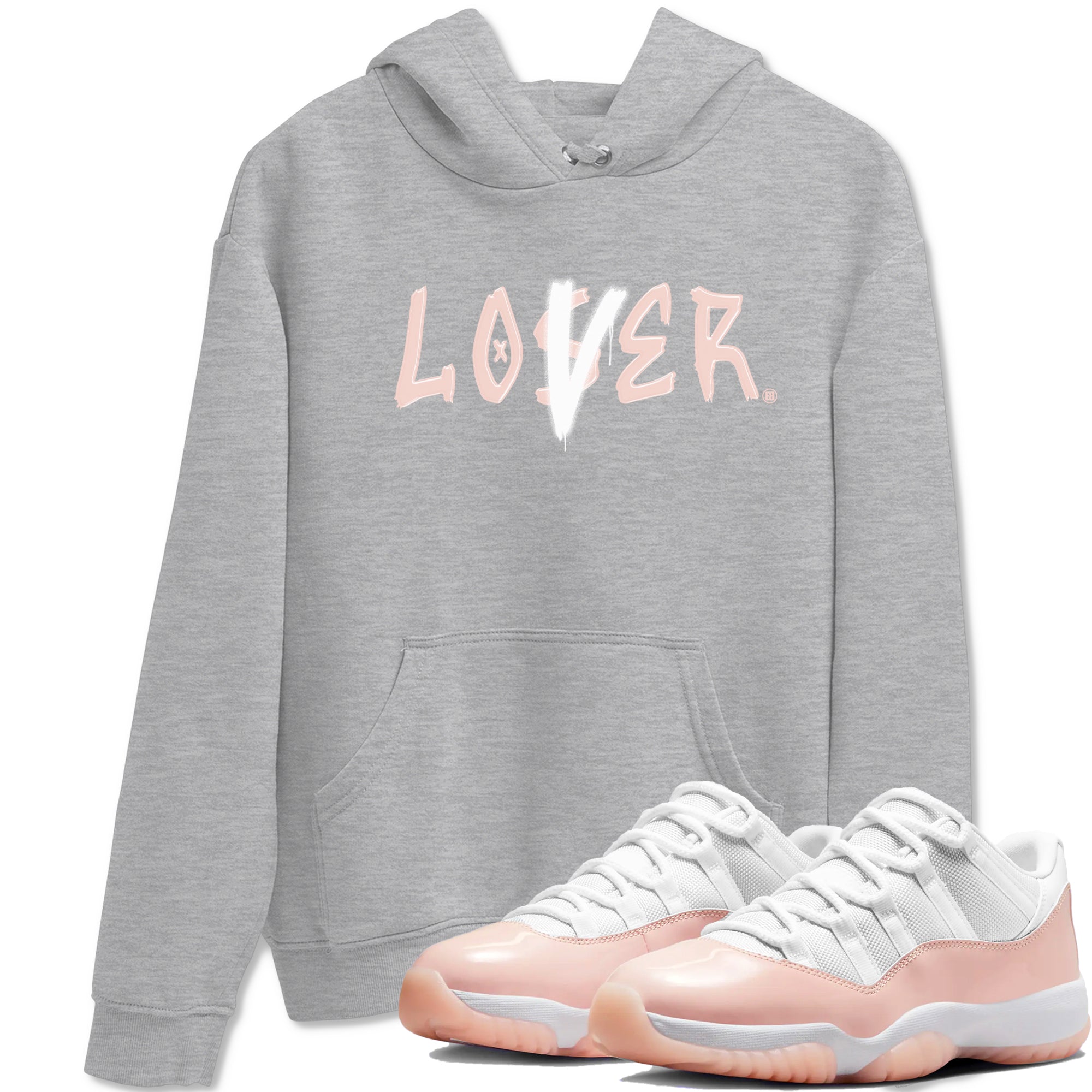 Air Jordan 11 Low Legend Pink shirts to match jordans Loser Lover sneaker match tees 11s Legend Pink Drip Gear Zone streetwear brand Heather Grey 1 unisex cotton tee