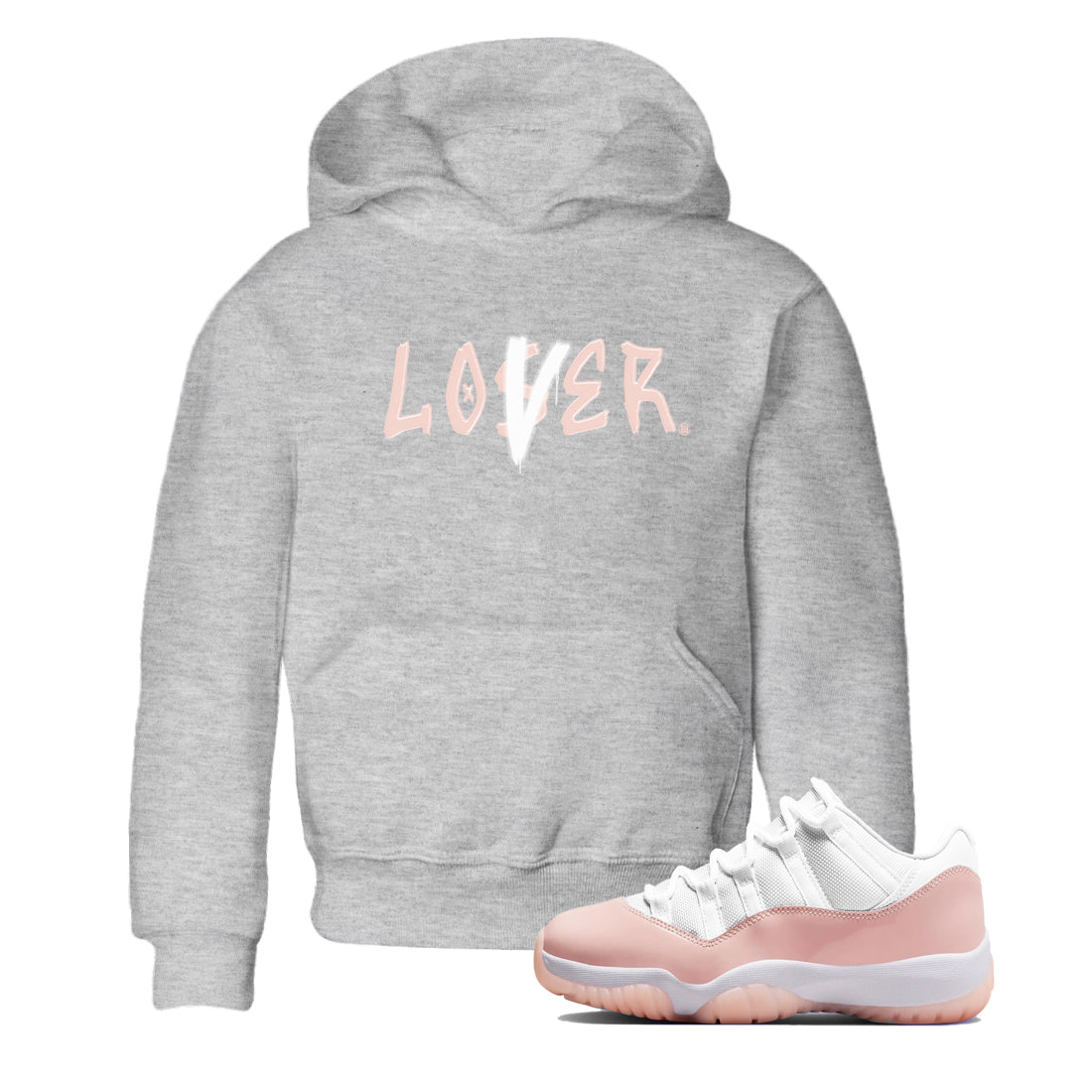Air Jordan 11 Low Legend Pink shirts to match jordans Loser Lover sneaker match tees 11s Legend Pink Drip Gear Zone streetwear brand Baby and Youth Heather Grey 1 cotton tee