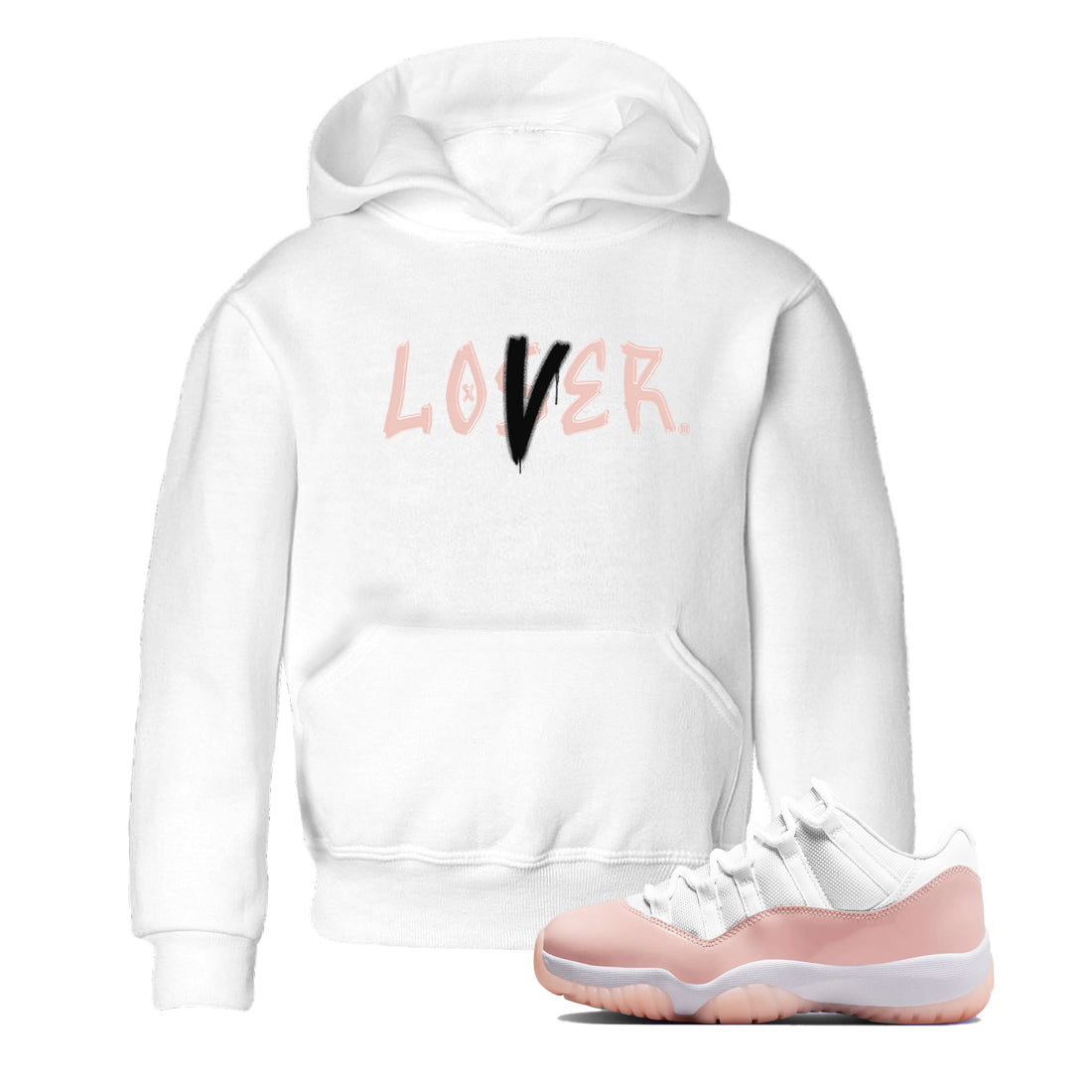 Air Jordan 11 Low Legend Pink shirts to match jordans Loser Lover sneaker match tees 11s Legend Pink Drip Gear Zone streetwear brand Baby and Youth White 1 cotton tee