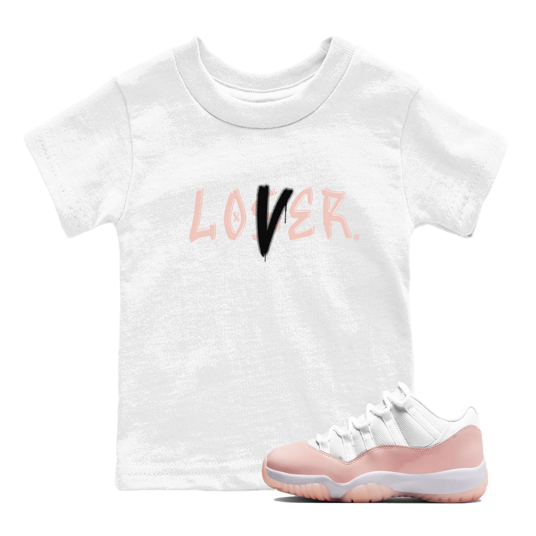 Air Jordan 11 Low Legend Pink shirts to match jordans Loser Lover sneaker match tees 11s Legend Pink Drip Gear Zone streetwear brand Baby and Youth White 1 cotton tee