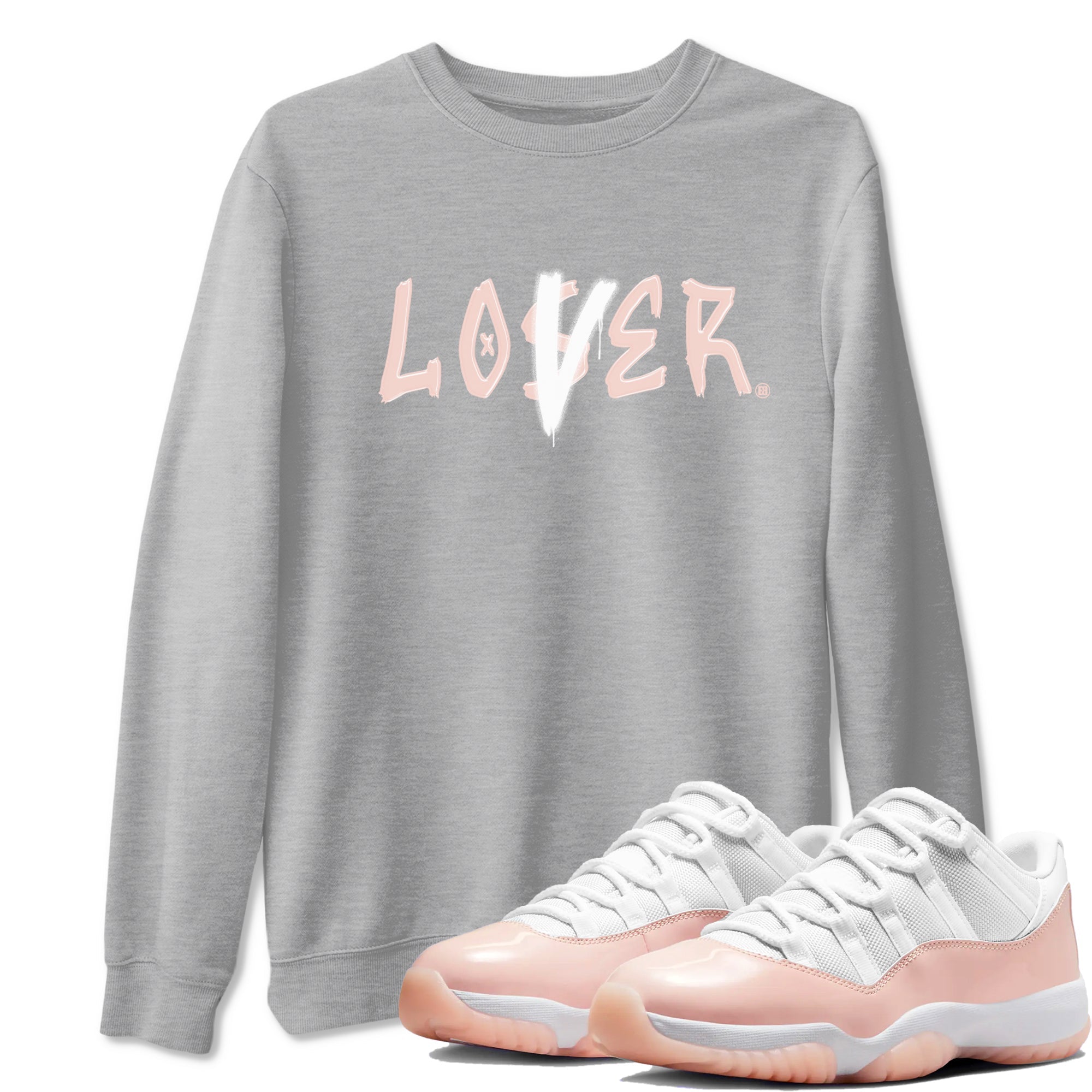 Air Jordan 11 Low Legend Pink shirts to match jordans Loser Lover sneaker match tees 11s Legend Pink Drip Gear Zone streetwear brand Heather Grey 1 unisex cotton tee