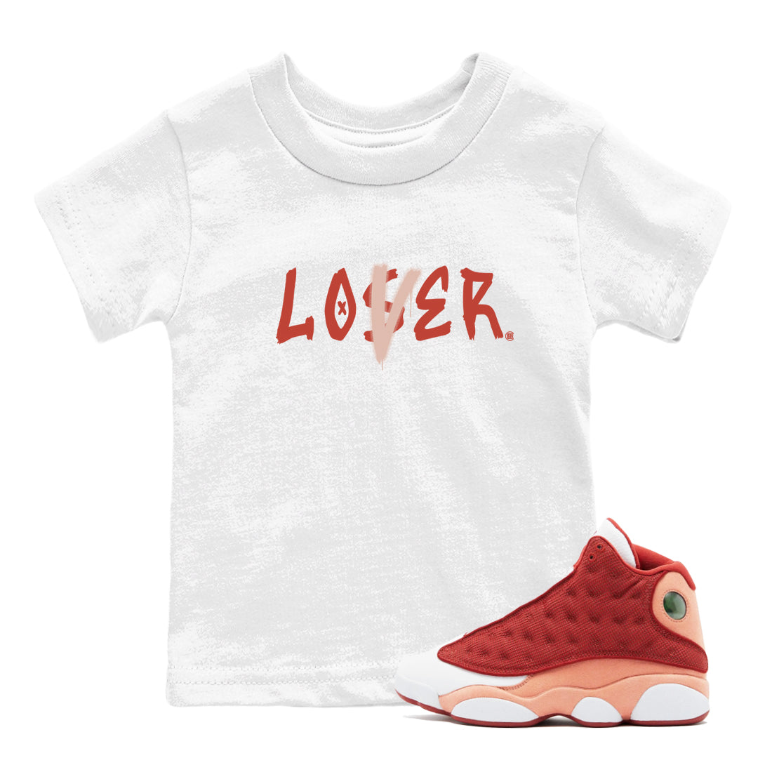 13s Dune Red shirts to match jordans Loser Lover sneaker match tees Air Jordan 13 Dune Red Drip Gear Zone streetwear brand Baby and Youth White 1 cotton tee