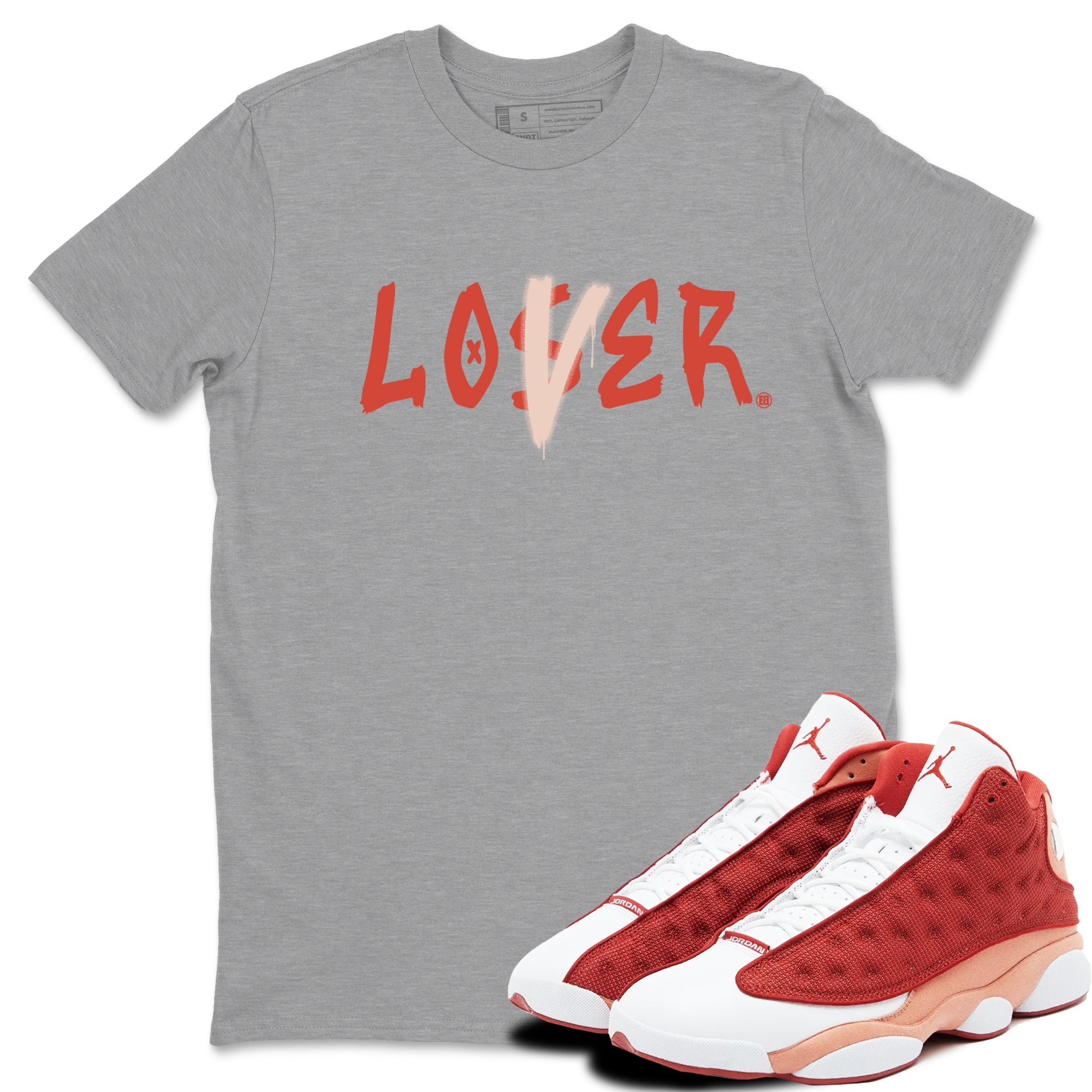 13s Dune Red shirts to match jordans Loser Lover sneaker match tees Air Jordan 13 Dune Red Drip Gear Zone streetwear brand Heather Grey 1 unisex cotton tee