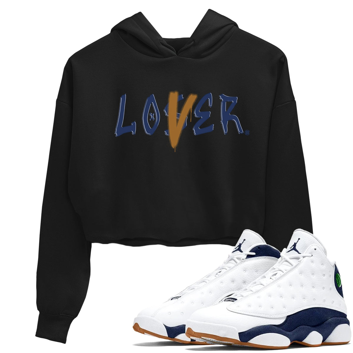 Air Jordan 13 Midnight Navy shirts to match jordans Loser Lover sneaker match tees 13 Midnight Navy Drip Gear Zone unisex cotton Black 1 Crop Shirts