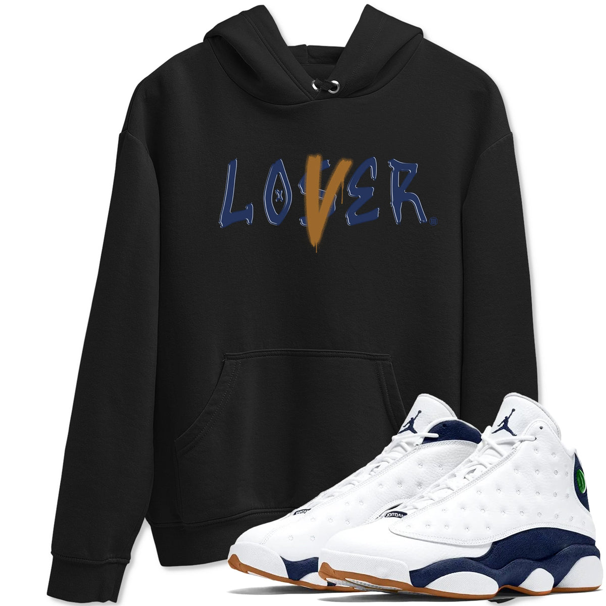 Air Jordan 13 Midnight Navy shirts to match jordans Loser Lover sneaker match tees 13 Midnight Navy Drip Gear Zone unisex cotton Black 1 crew neck shirts