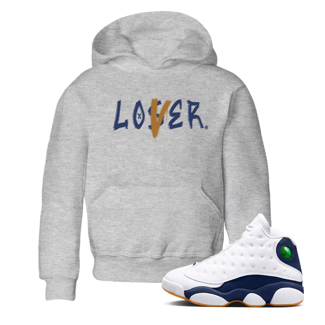 Air Jordan 13 Midnight Navy shirts to match jordans Loser Lover sneaker match tees 13 Midnight Navy Drip Gear Zone Youth Baby Heather Grey 1 crew neck shirts