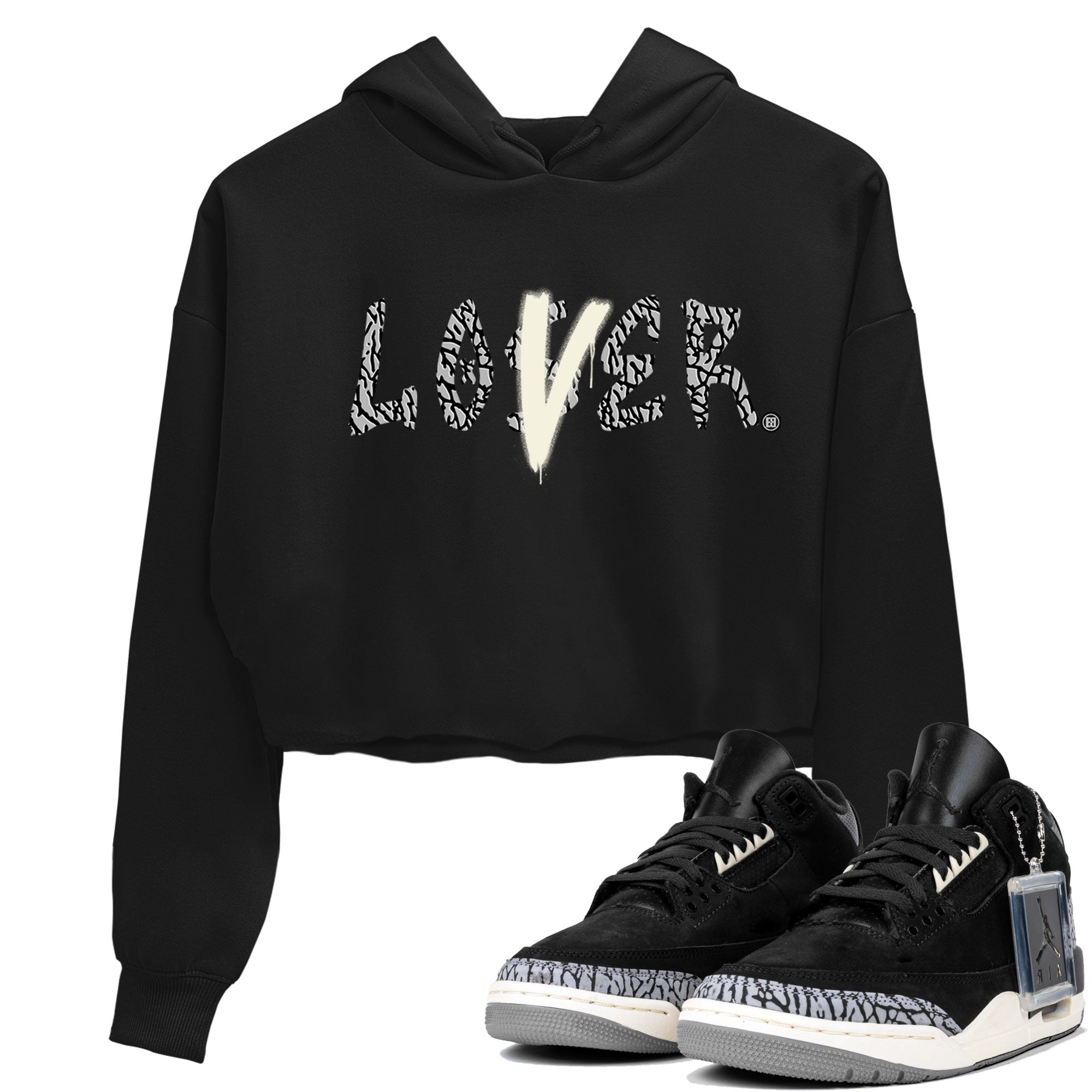 AJ3 Retro Off Noir shirt to match jordans Loser Lover sneaker tees Air Jordan 3 Off Noir Drip Gear Zone Casual Crew Neck T-Shirt Black 1 Crop T-Shirt