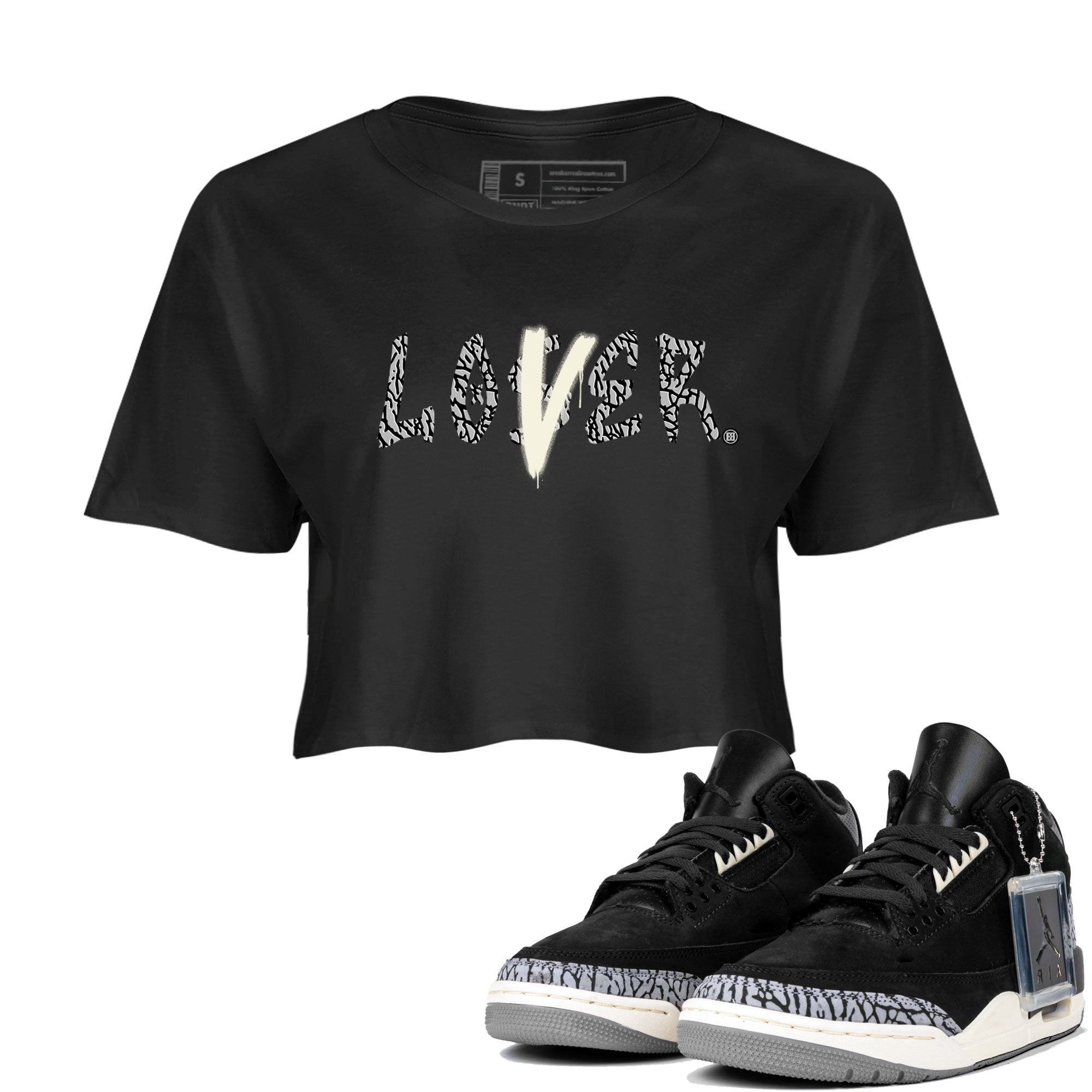 AJ3 Retro Off Noir shirt to match jordans Loser Lover sneaker tees Air Jordan 3 Off Noir Drip Gear Zone Casual Crew Neck T-Shirt Black 1 Crop T-Shirt