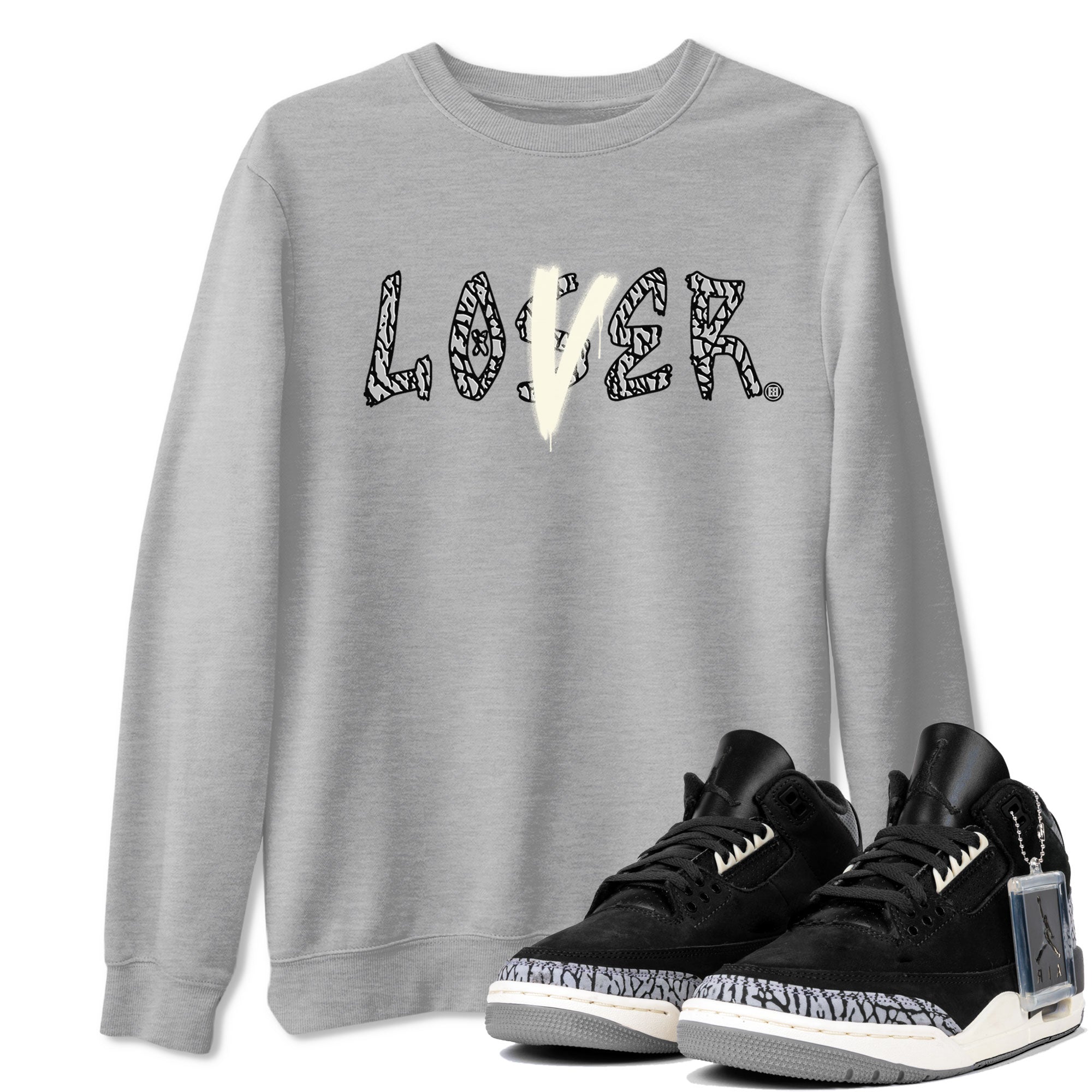 AJ3 Retro Off Noir shirt to match jordans Loser Lover sneaker tees Air Jordan 3 Off Noir Drip Gear Zone Casual Crew Neck T-Shirt Unisex Heather Grey 1 T-Shirt
