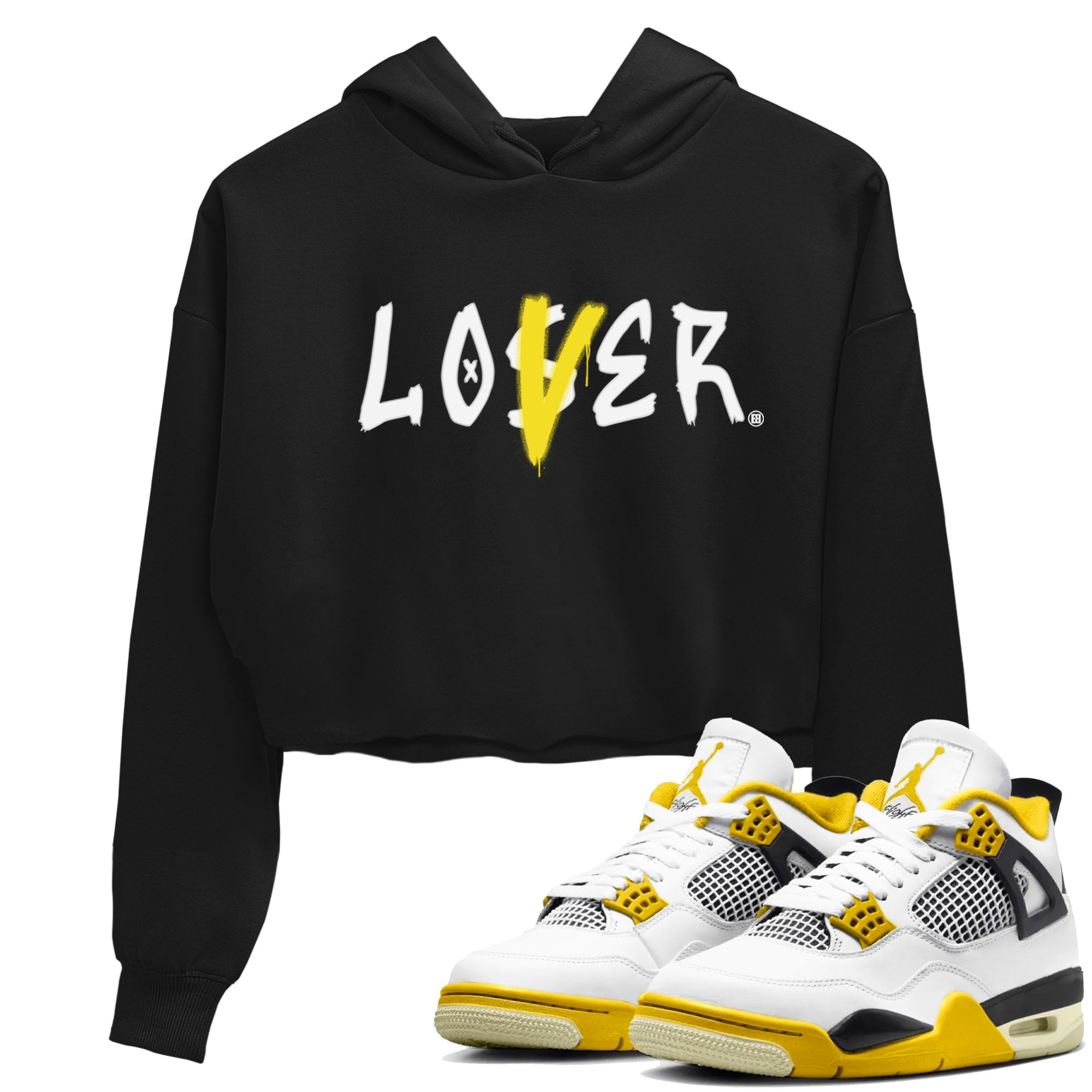 Air Jordan 4 Retro Vivid Sulfur shirt to match jordans Loser Lover sneaker tees 4s Vivid Sulfur Drip Gear Zone Black 1 crop length shirt