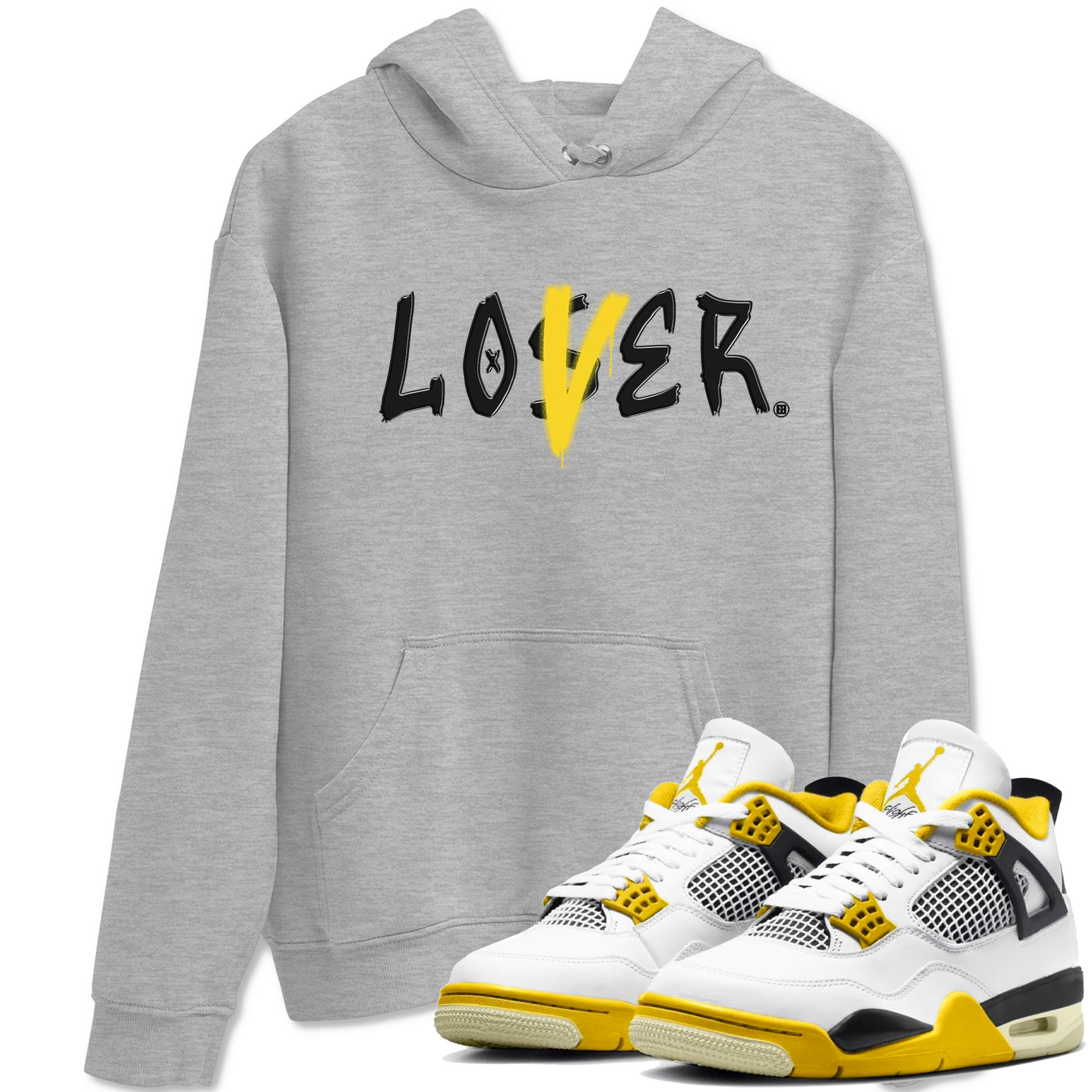 Air Jordan 4 Retro Vivid Sulfur shirt to match jordans Loser Lover sneaker tees 4s Vivid Sulfur Drip Gear Zone unisex cotton Heather Grey 1 crew neck shirt