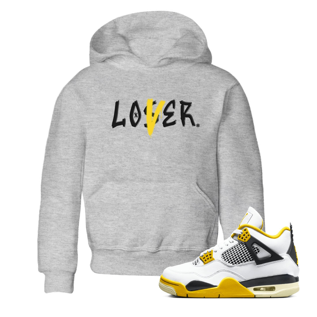 Air Jordan 4 Retro Vivid Sulfur shirt to match jordans Loser Lover sneaker tees 4s Vivid Sulfur Drip Gear Zone baby toddler Heather Grey 1 cotton Shirt