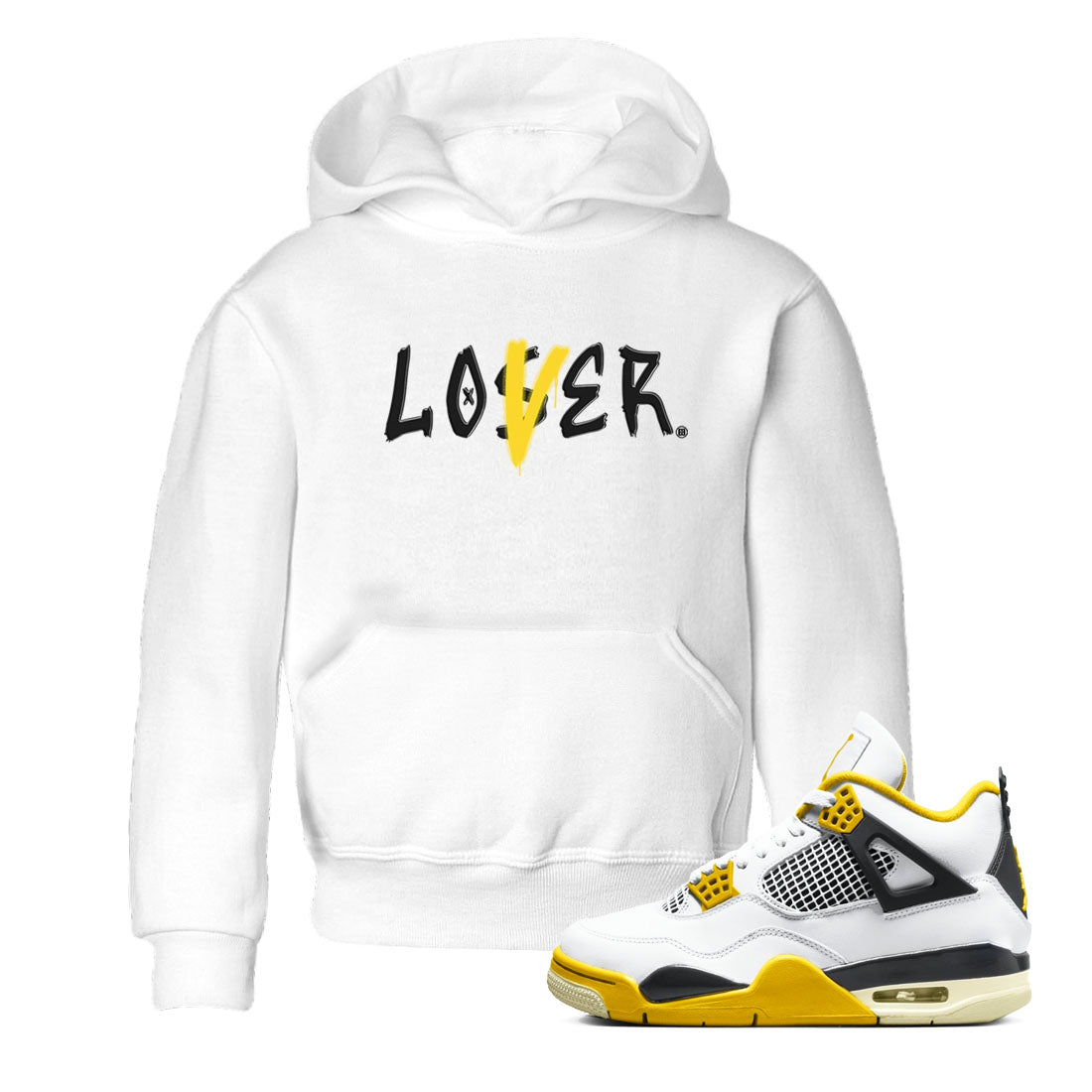Air Jordan 4 Retro Vivid Sulfur shirt to match jordans Loser Lover sneaker tees 4s Vivid Sulfur Drip Gear Zone baby toddler White 1 cotton Shirt