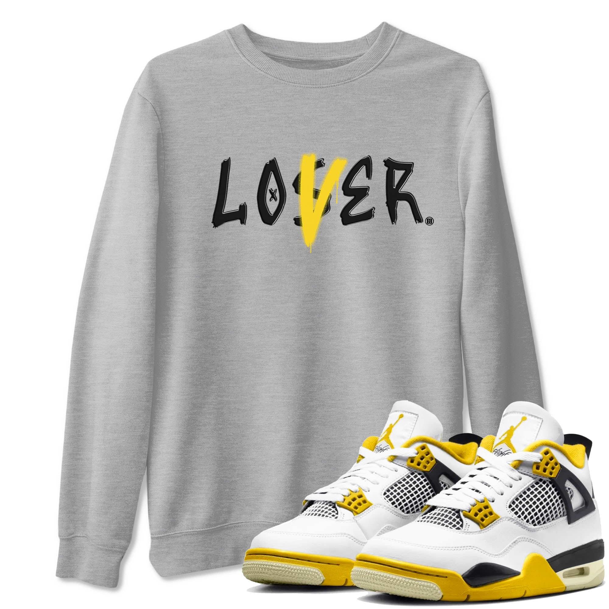 Air Jordan 4 Retro Vivid Sulfur shirt to match jordans Loser Lover sneaker tees 4s Vivid Sulfur Drip Gear Zone unisex cotton Heather Grey 1 crew neck shirt