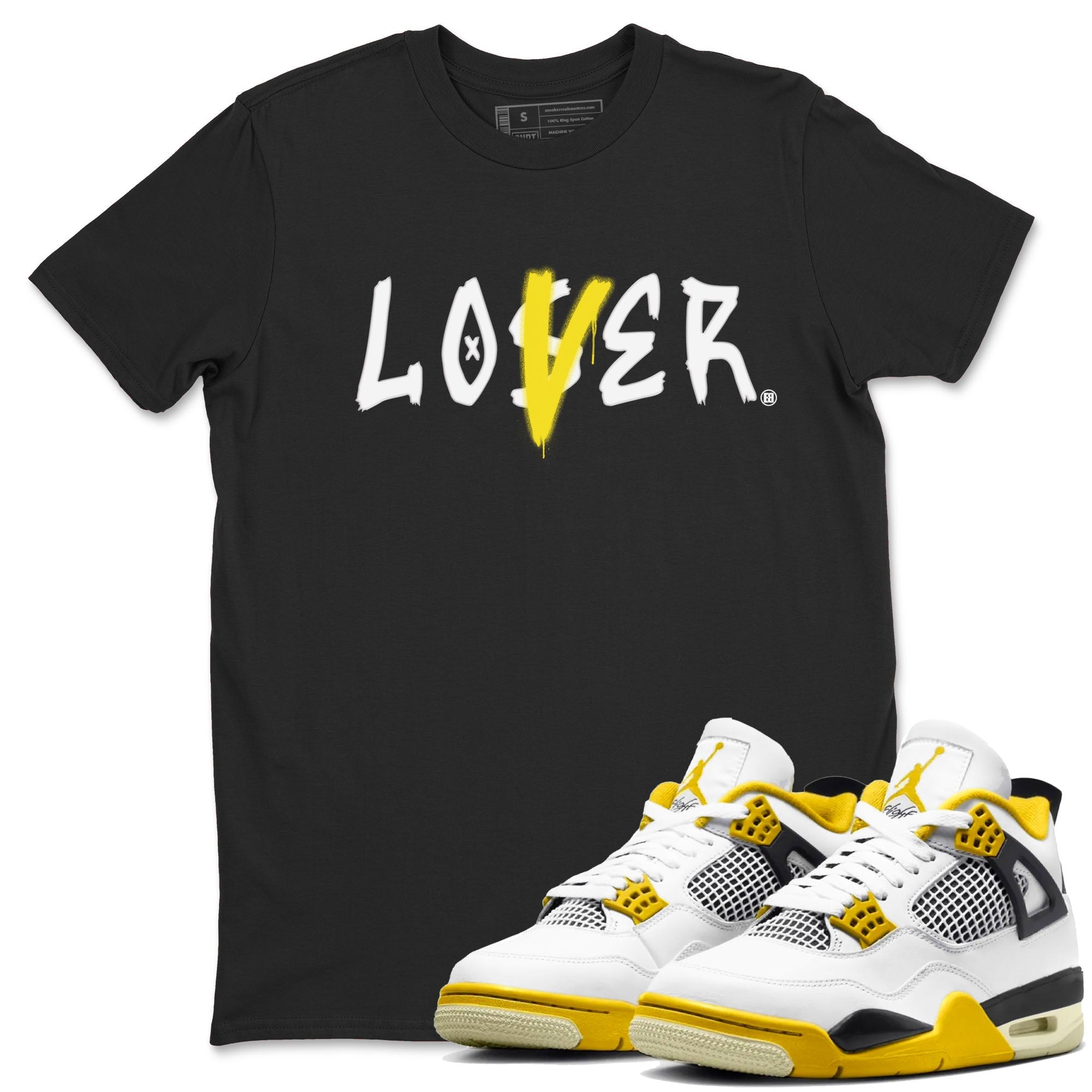 Air Jordan 4 Retro Vivid Sulfur shirt to match jordans Loser Lover sneaker tees 4s Vivid Sulfur Drip Gear Zone unisex cotton Black 1 crew neck shirt