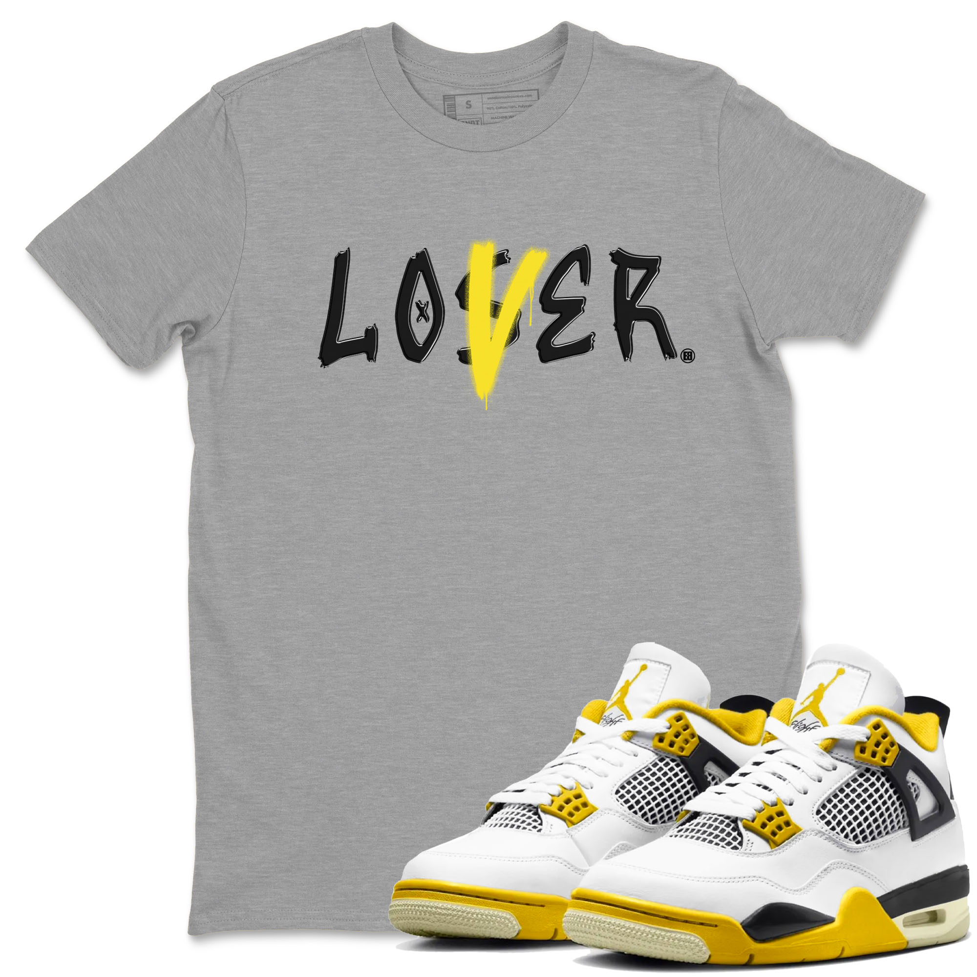 Air Jordan 4 Retro Vivid Sulfur shirt to match jordans Loser Lover sneaker tees 4s Vivid Sulfur Drip Gear Zone unisex cotton Heather Grey 1 crew neck shirt