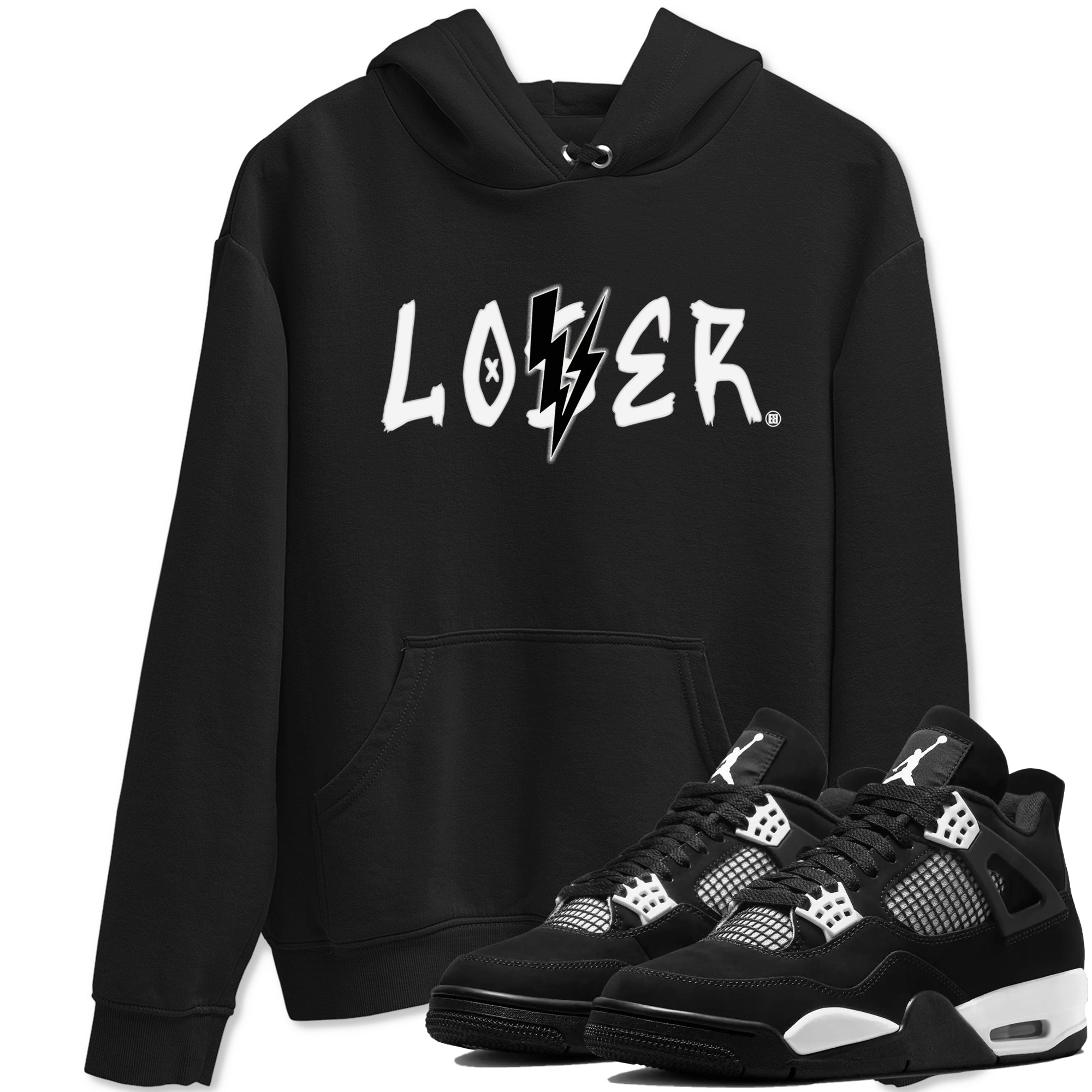 Air Jordan 4 White Thunder shirts to match jordans Loser Lover sneaker match tees Air Jordan 4 Retro White Thunder Drip Gear Zone streetwear brand Black 1 unisex cotton tee