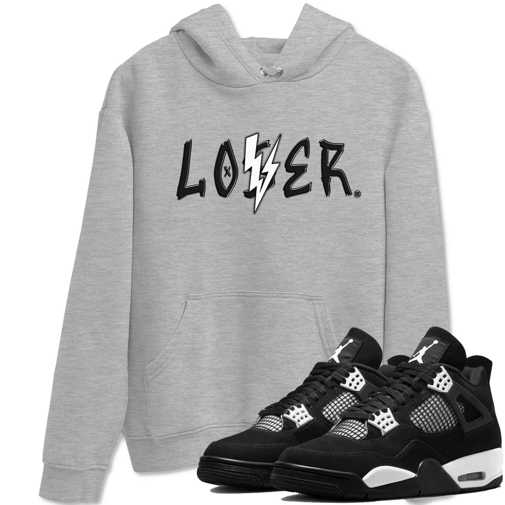 Air Jordan 4 White Thunder shirts to match jordans Loser Lover sneaker match tees Air Jordan 4 Retro White Thunder Drip Gear Zone streetwear brand Heather Grey 1 unisex cotton tee