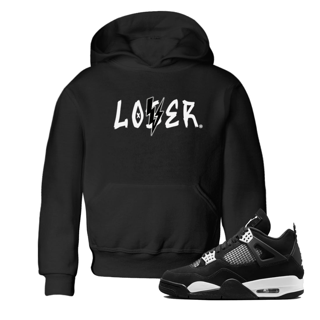Air Jordan 4 White Thunder shirts to match jordans Loser Lover sneaker match tees Air Jordan 4 Retro White Thunder Drip Gear Zone streetwear brand Baby and Youth Black 1 cotton tee