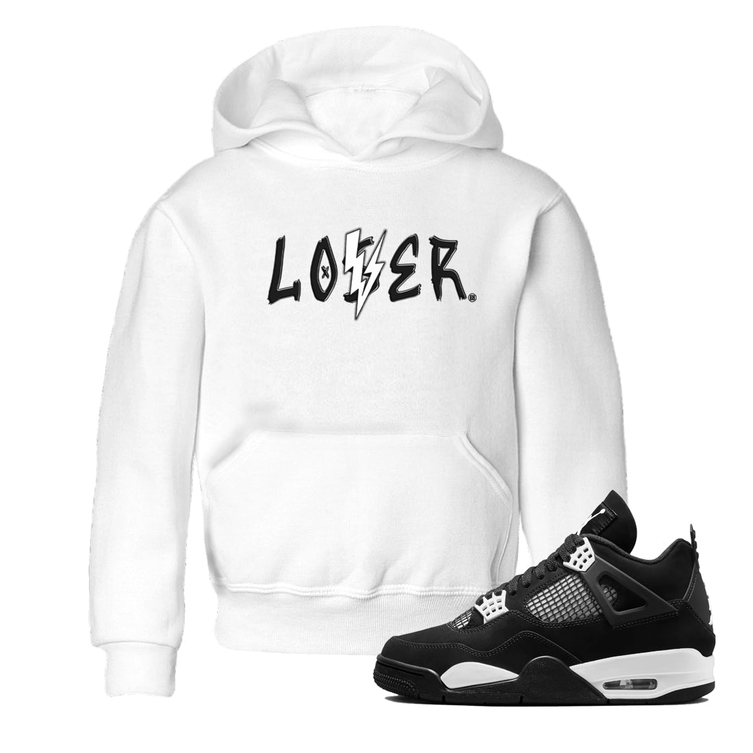 Air Jordan 4 White Thunder shirts to match jordans Loser Lover sneaker match tees Air Jordan 4 Retro White Thunder Drip Gear Zone streetwear brand Baby and Youth White 1 cotton tee