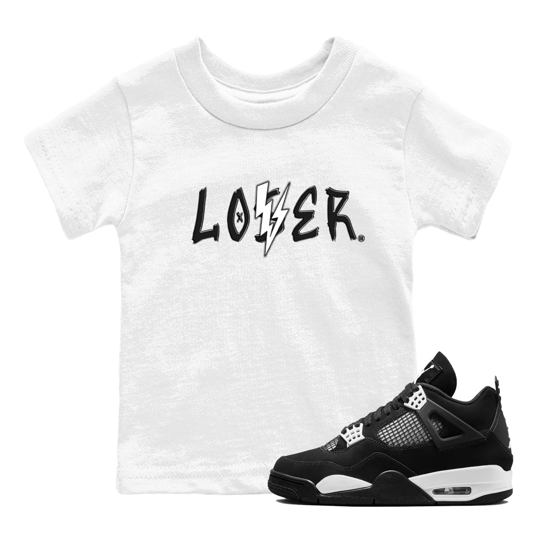Air Jordan 4 White Thunder shirts to match jordans Loser Lover sneaker match tees Air Jordan 4 Retro White Thunder Drip Gear Zone streetwear brand Baby and Youth White 1 cotton tee