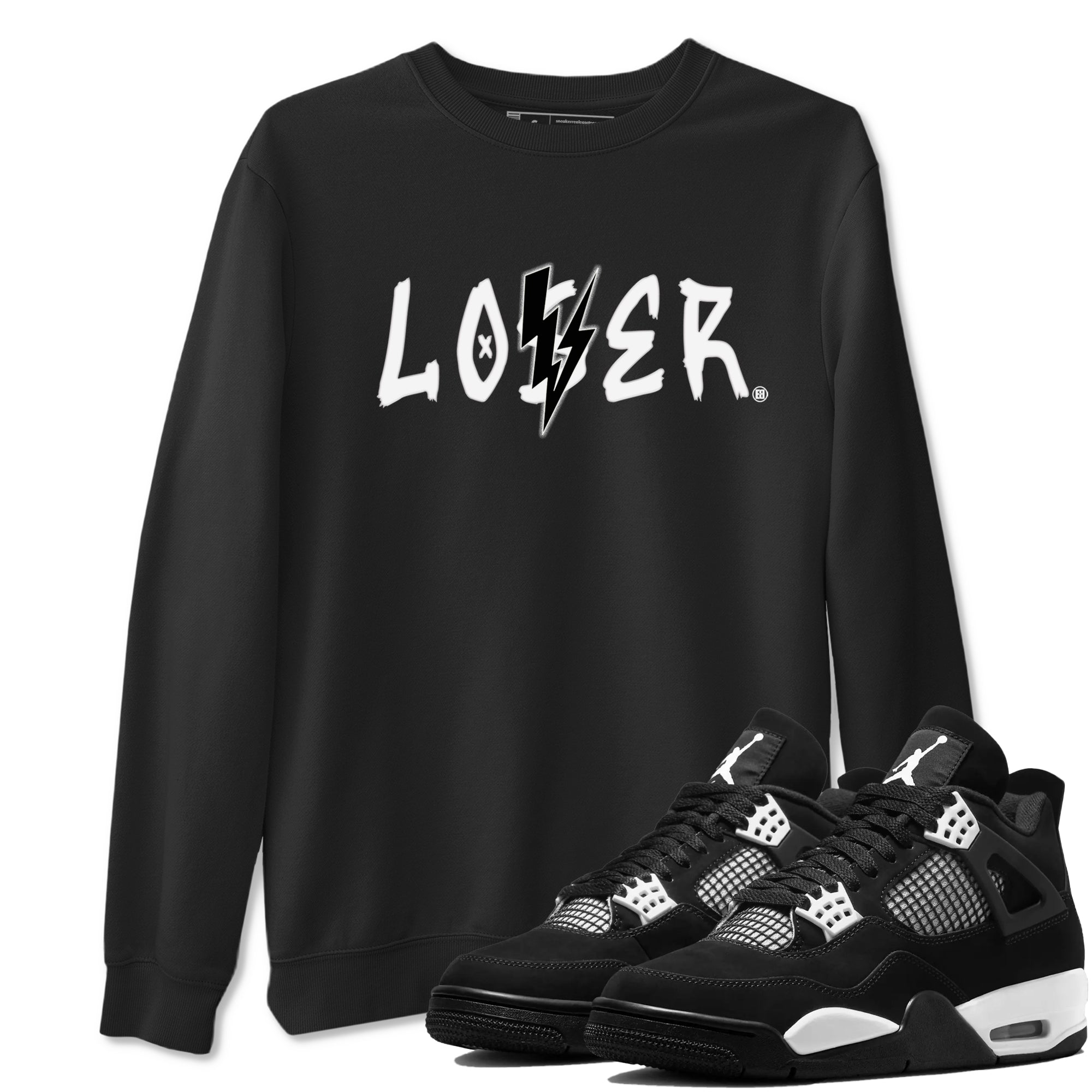 Air Jordan 4 White Thunder shirts to match jordans Loser Lover sneaker match tees Air Jordan 4 Retro White Thunder Drip Gear Zone streetwear brand Black 1 unisex cotton tee