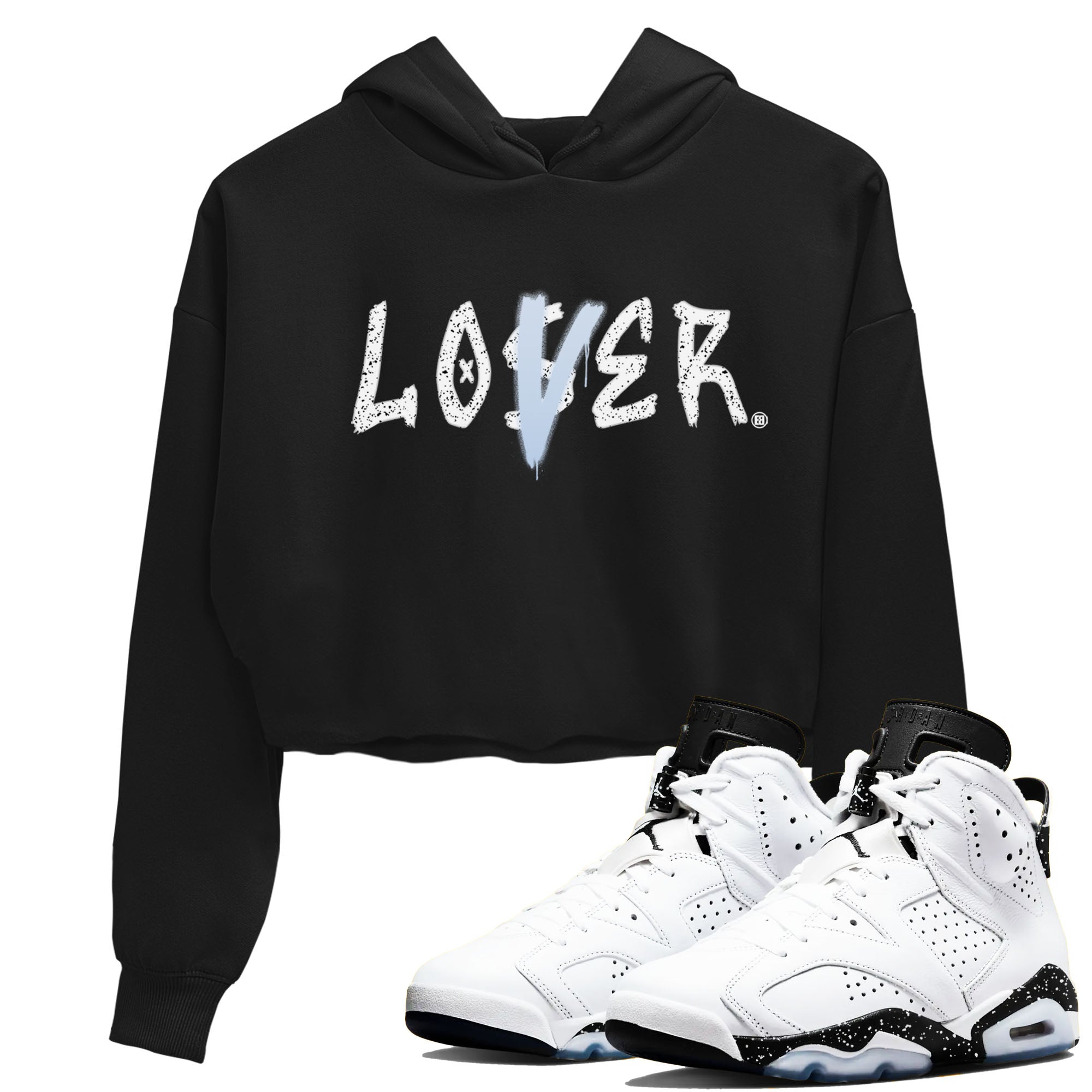 AJ6 White Black shirts to match jordans Loser Lover sneaker match tees Air Jordan 6 White Black Drip Gear Zone streetwear brand Black 1 crop tee