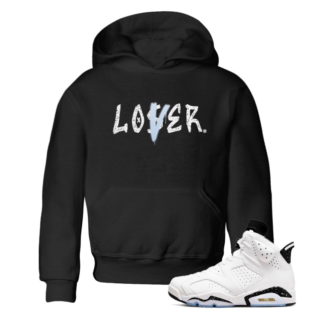 AJ6 White Black shirts to match jordans Loser Lover sneaker match tees Air Jordan 6 White Black Drip Gear Zone streetwear brand Baby and Youth Black 1 cotton tee