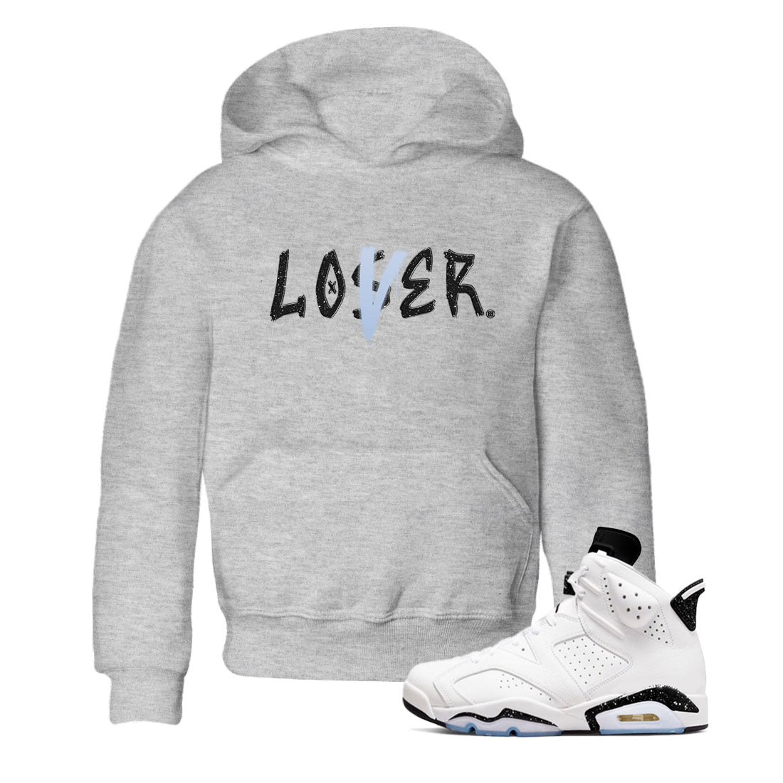 AJ6 White Black shirts to match jordans Loser Lover sneaker match tees Air Jordan 6 White Black Drip Gear Zone streetwear brand Baby and Youth Heather Grey 1 cotton tee