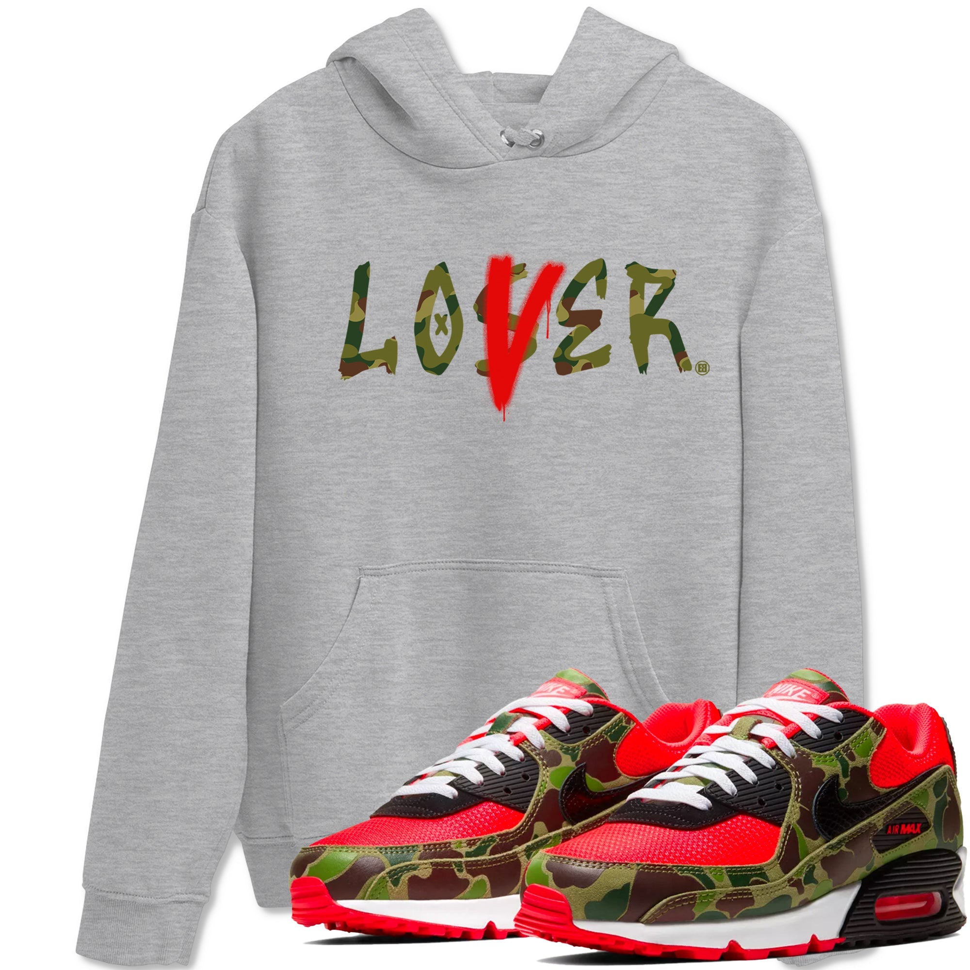 Air Max 90 Duck Camo shirts to match jordans Loser Lover sneaker match tees Air Max 90 Reverse Duck Camo match shoes to clothes Drip Gear Zone unisex cotton Heather Grey 1 shirts