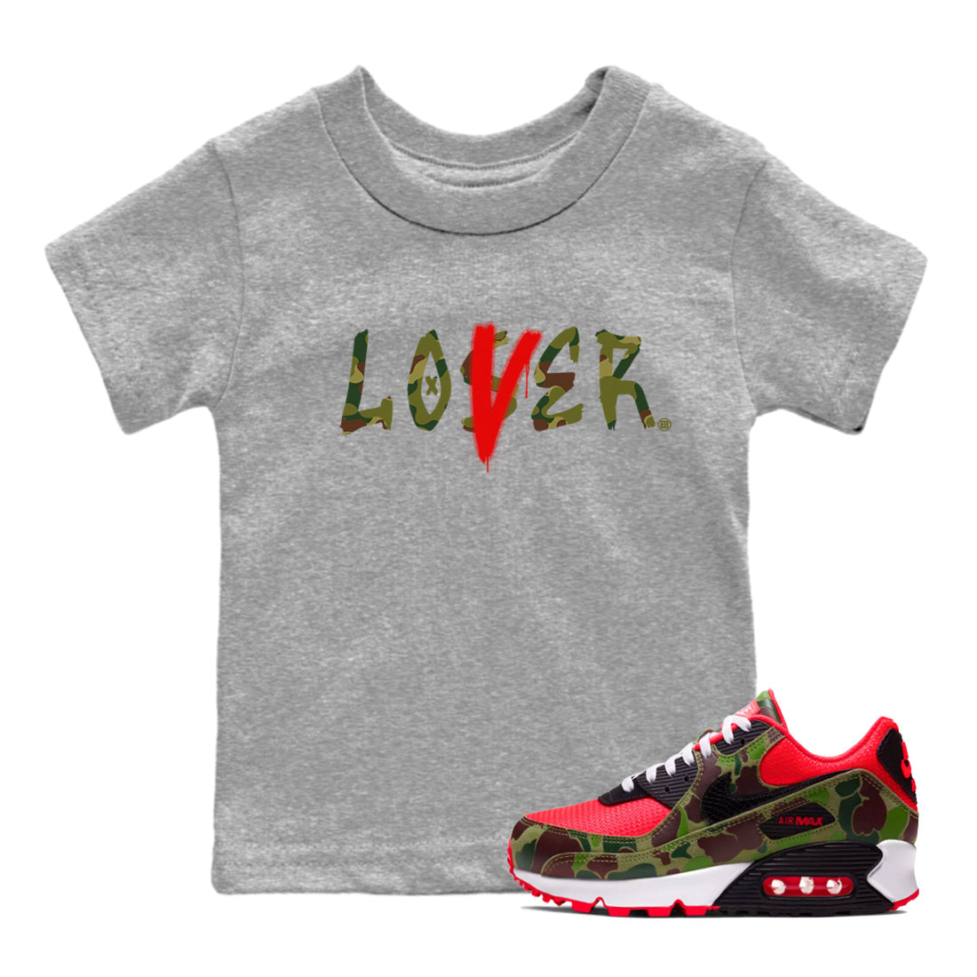 Air Max 90 Duck Camo shirts to match jordans Loser Lover sneaker match tees Air Max 90 Reverse Duck Camo match shoes to clothes Drip Gear Zone Youth Baby Heather Grey 1 tee