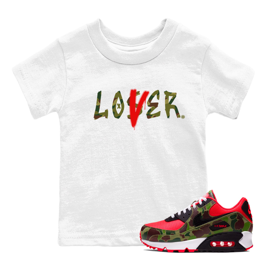 Air Max 90 Duck Camo shirts to match jordans Loser Lover sneaker match tees Air Max 90 Reverse Duck Camo match shoes to clothes Drip Gear Zone Youth Baby White 1 tee