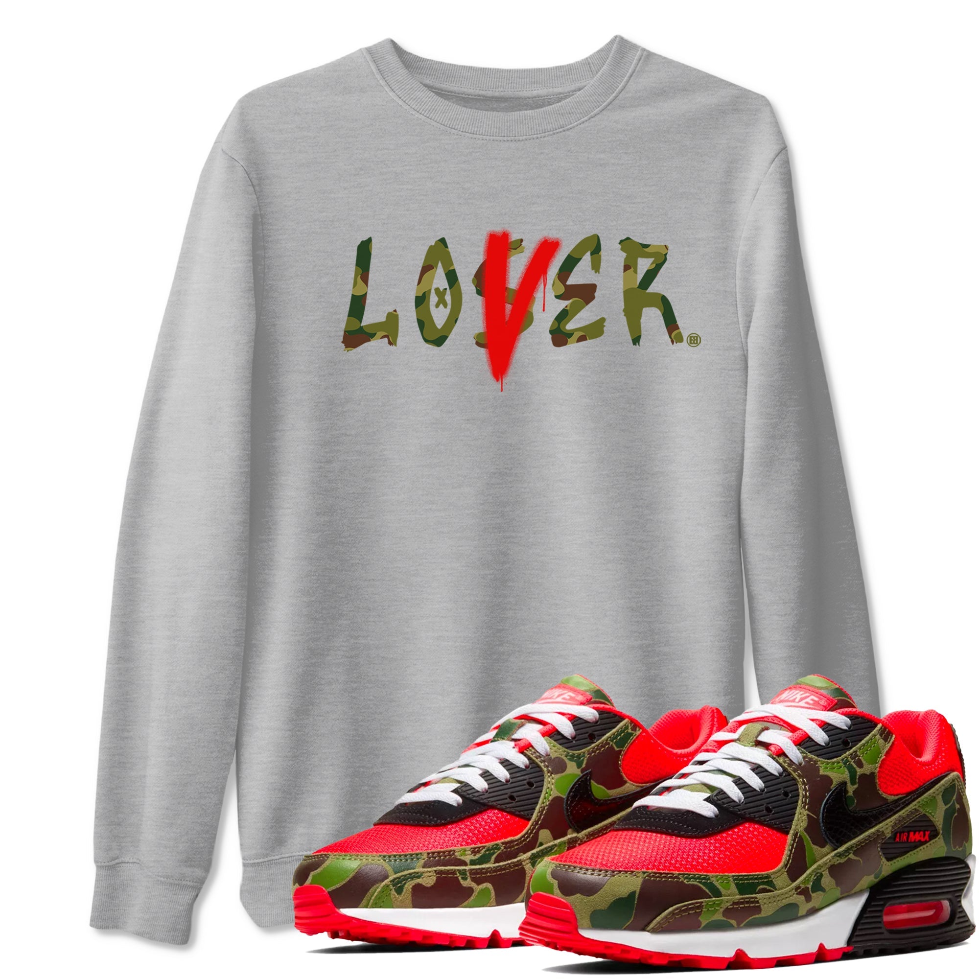 Air Max 90 Duck Camo shirts to match jordans Loser Lover sneaker match tees Air Max 90 Reverse Duck Camo match shoes to clothes Drip Gear Zone unisex cotton Heather Grey 1 shirts