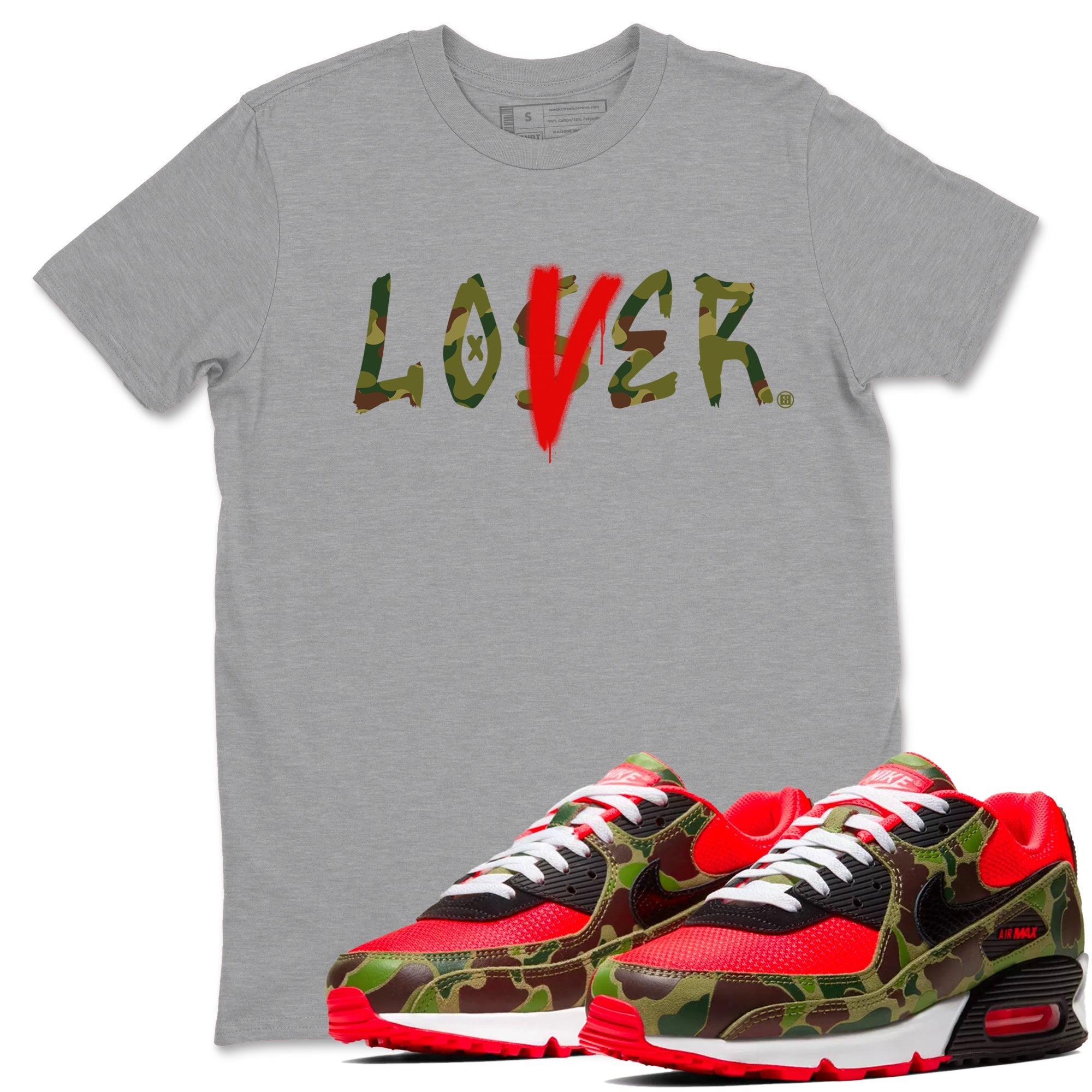 Air Max 90 Duck Camo shirts to match jordans Loser Lover sneaker match tees Air Max 90 Reverse Duck Camo match shoes to clothes Drip Gear Zone unisex cotton Heather Grey 1 shirts