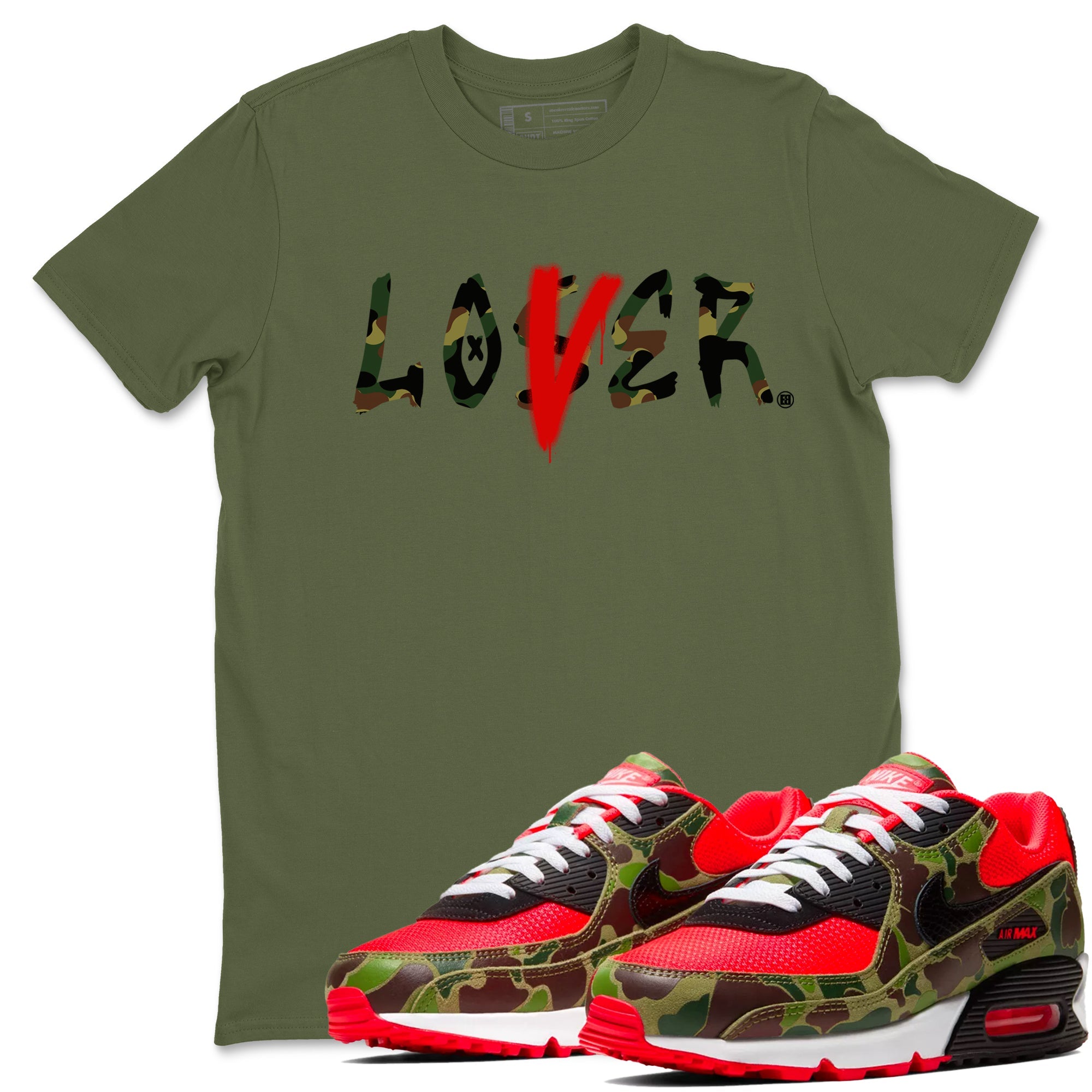 Air Max 90 Duck Camo shirts to match jordans Loser Lover sneaker match tees Air Max 90 Reverse Duck Camo match shoes to clothes Drip Gear Zone unisex cotton Military Green 1 shirts