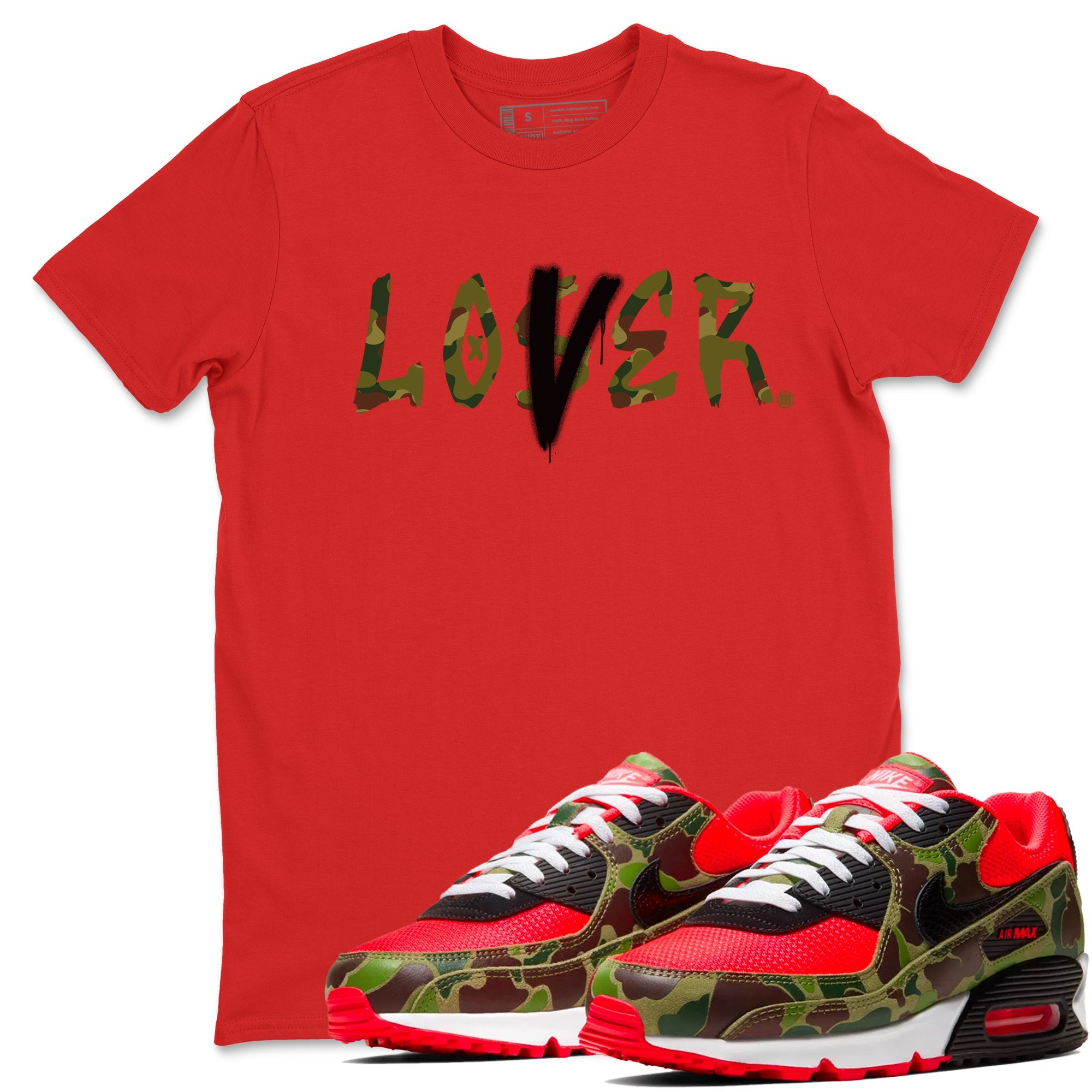 Air Max 90 Duck Camo shirts to match jordans Loser Lover sneaker match tees Air Max 90 Reverse Duck Camo match shoes to clothes Drip Gear Zone unisex cotton Red 1 shirts
