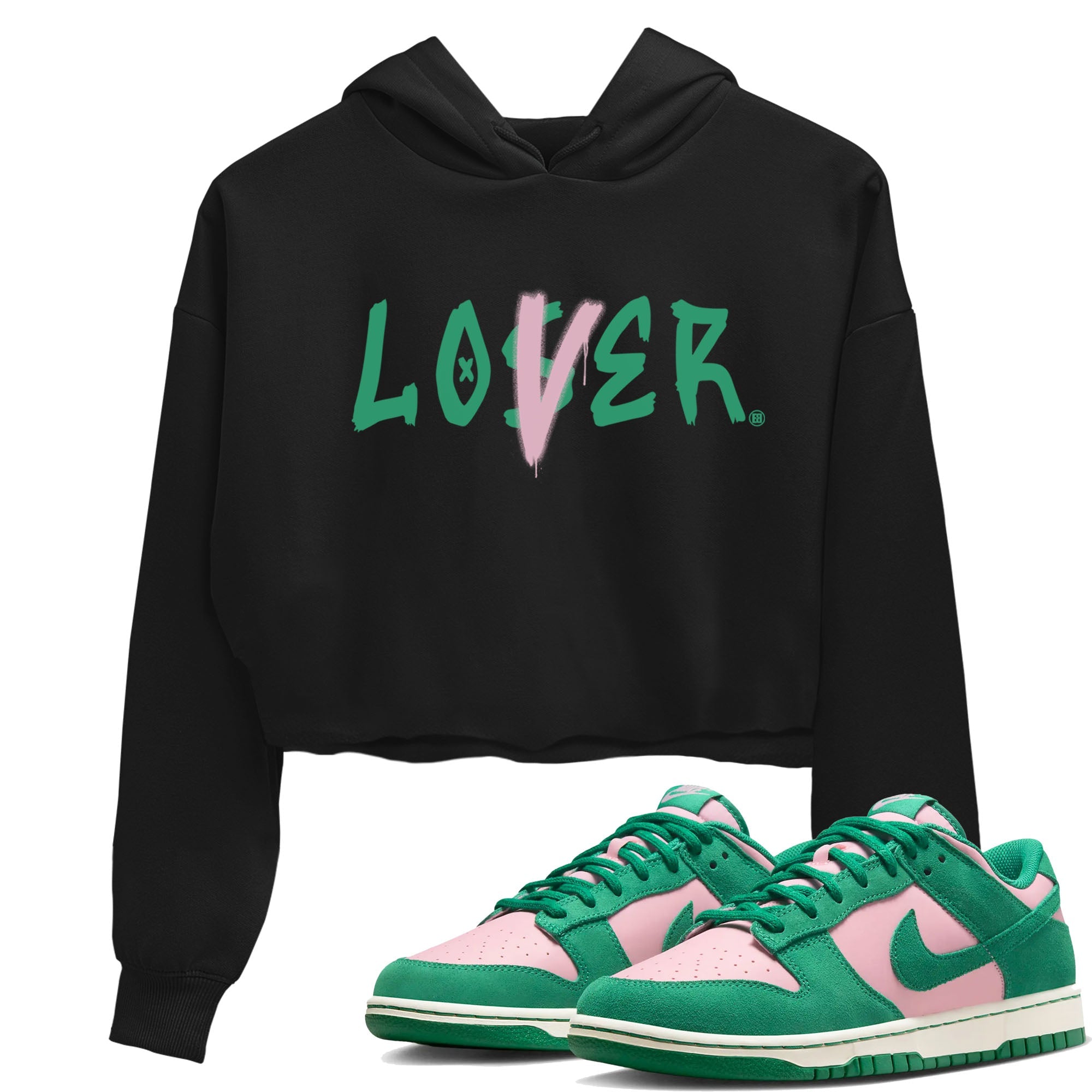 Dunk Low Medium Soft Pink Malachite shirt to match jordans Loser Lover sneaker tees Dunks Medium Soft Pink Malachite Streetwear Brand Streetwear Brand Drip Gear Zone Black 1 crop length shirt