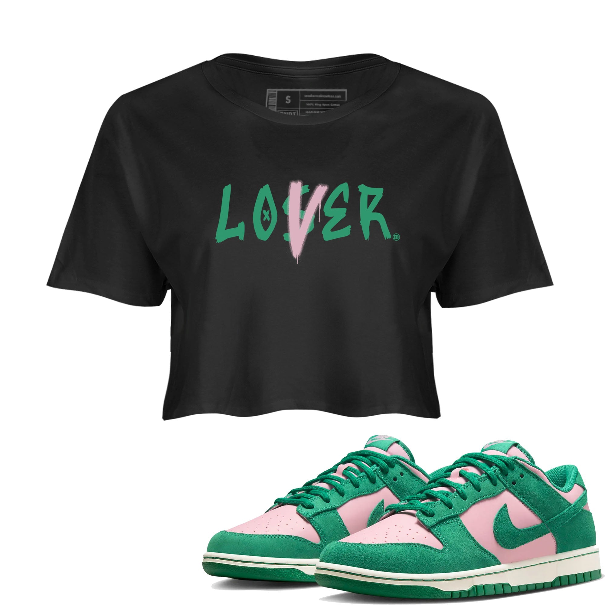 Dunk Low Medium Soft Pink Malachite shirt to match jordans Loser Lover sneaker tees Dunks Medium Soft Pink Malachite Streetwear Brand Streetwear Brand Drip Gear Zone Black 1 crop length shirt