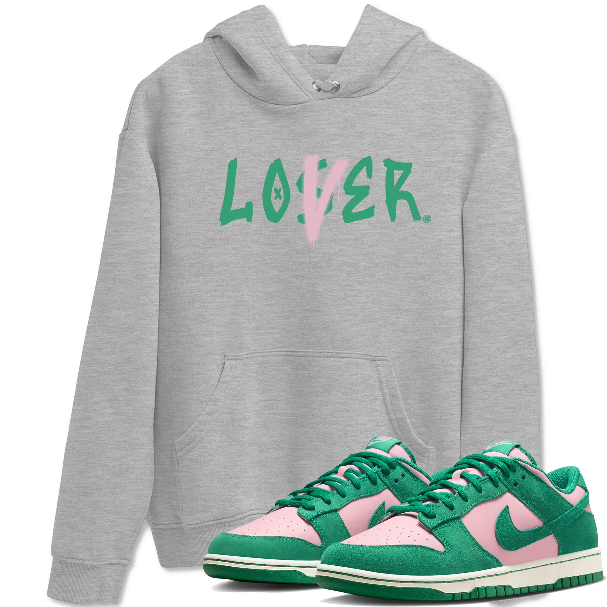 Dunk Low Medium Soft Pink Malachite shirt to match jordans Loser Lover sneaker tees Dunks Medium Soft Pink Malachite Streetwear Brand Drip Gear Zone unisex cotton Heather Grey 1 crew neck shirt