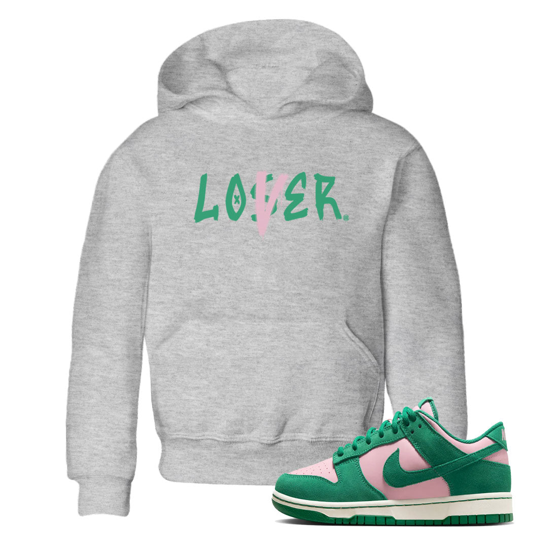 Dunk Low Medium Soft Pink Malachite shirt to match jordans Loser Lover sneaker tees Dunks Medium Soft Pink Malachite Streetwear Brand Drip Gear Zone baby toddler Heather Grey 1 cotton Shirt