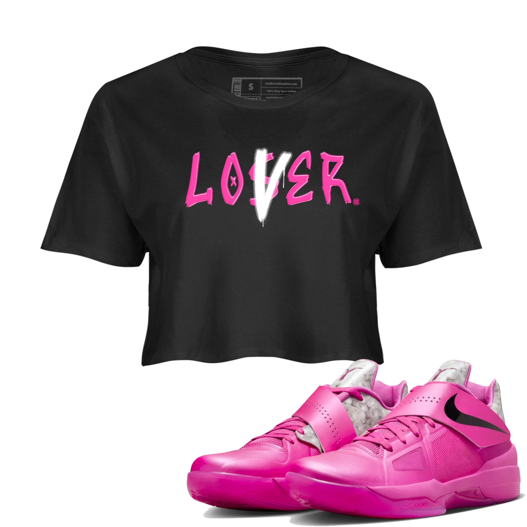 Nike KD 4 Retro Aunt Pearl shirts to match jordans Loser Lover sneaker match tees Nike KD 4 Aunt Pearl match shoes to clothes Drip Gear Zone unisex cotton Black 1 crop tee